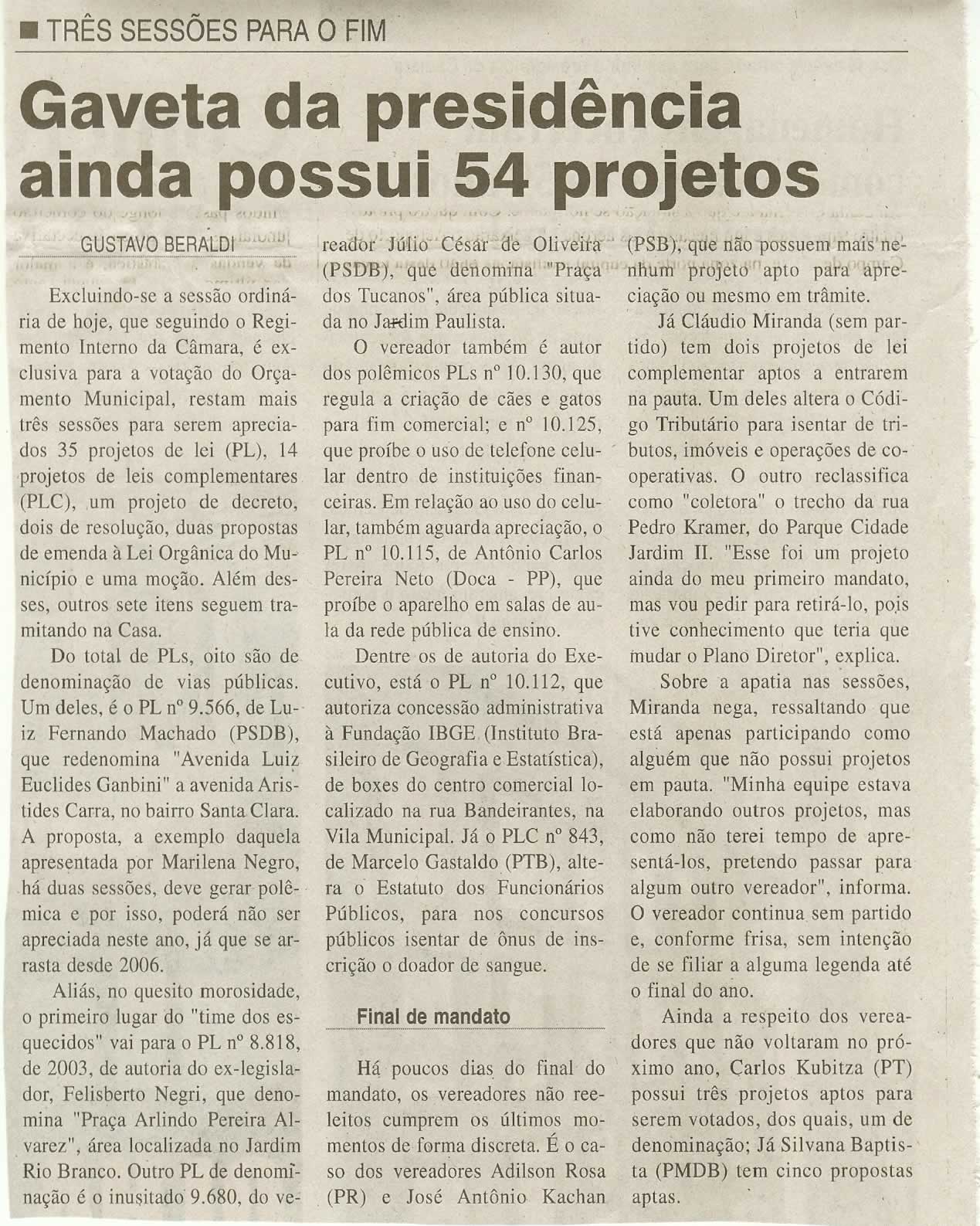 Jornal da Cidade - 25/11/2008