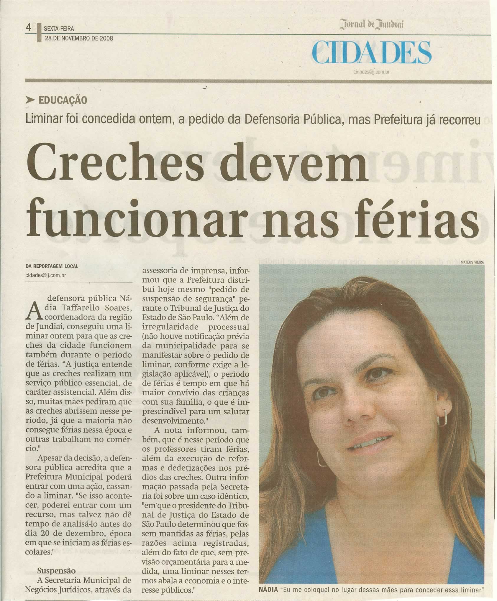 Jornal de Jundiaí - 28/11/2008