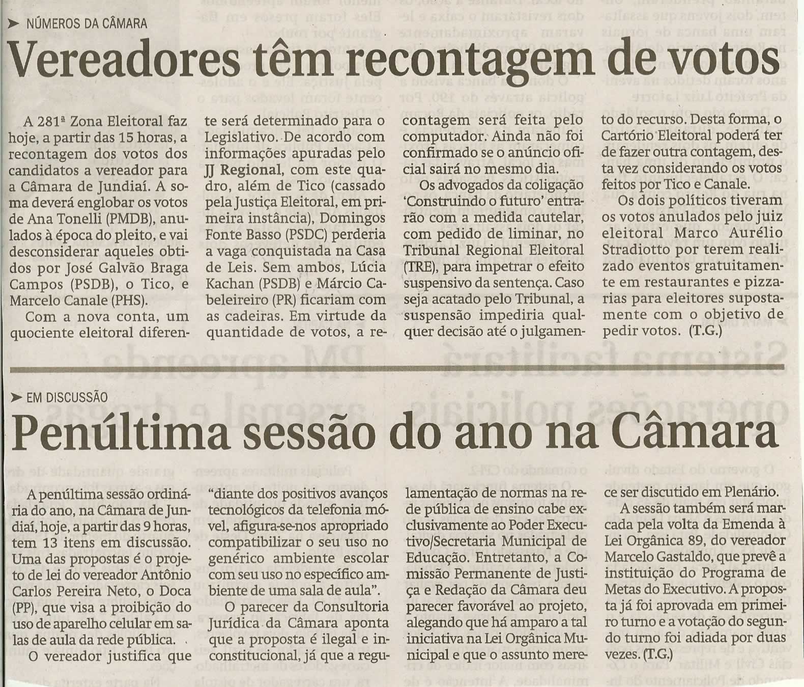 Jornal de Jundiaí - 09/12/2008