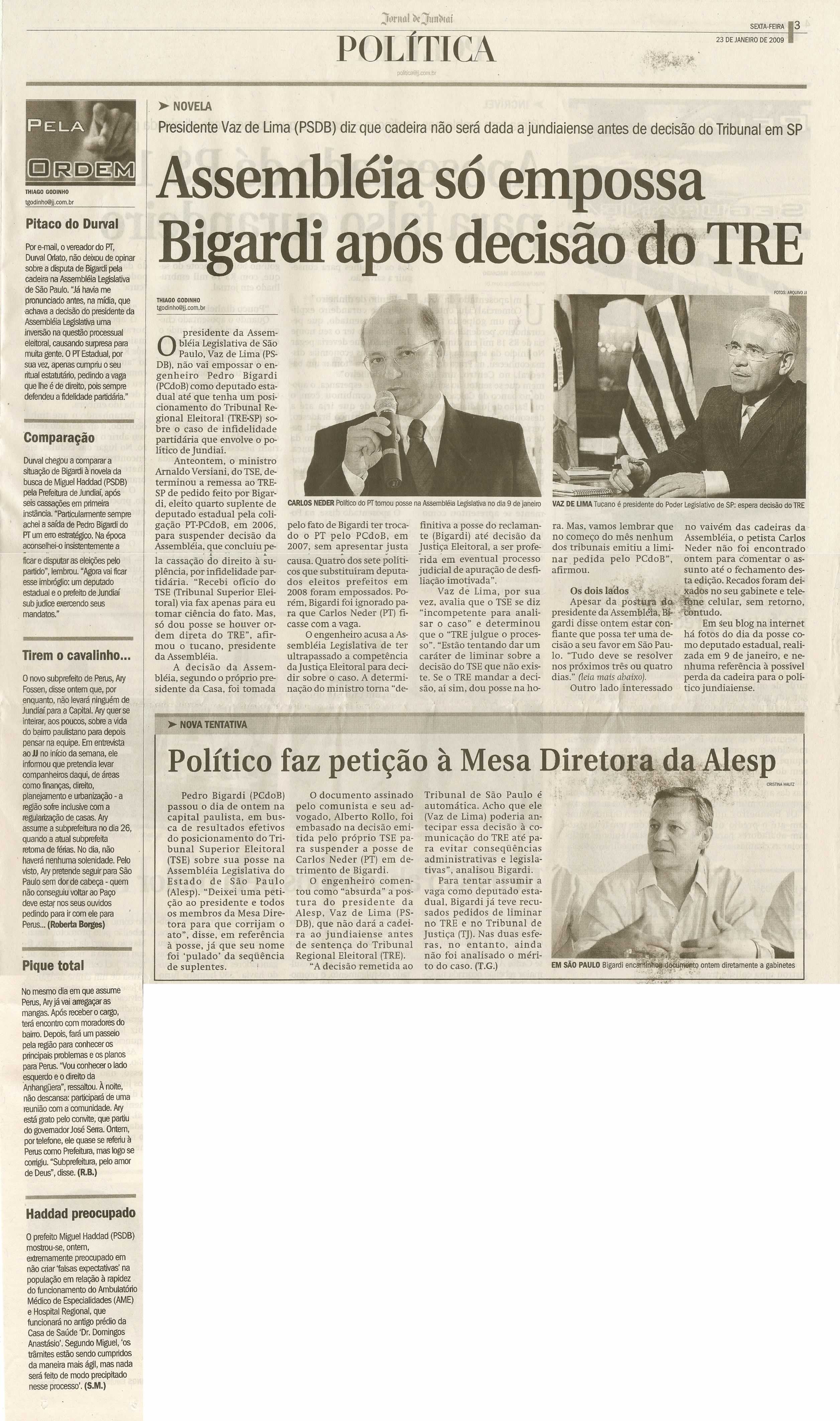 Jornal de Jundiaí - 23/01/2009