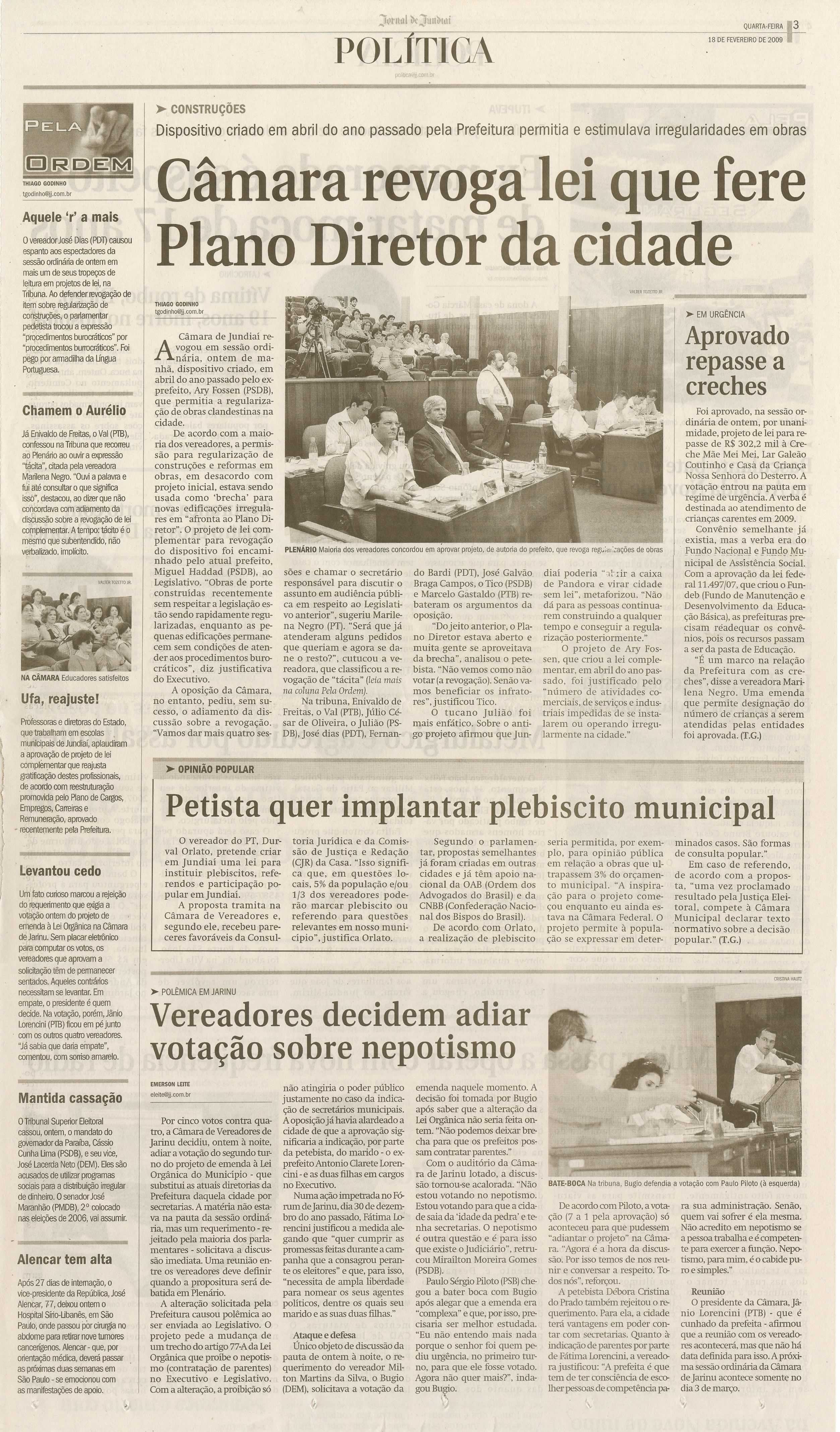 Jornal de Jundiaí - 18/02/2009