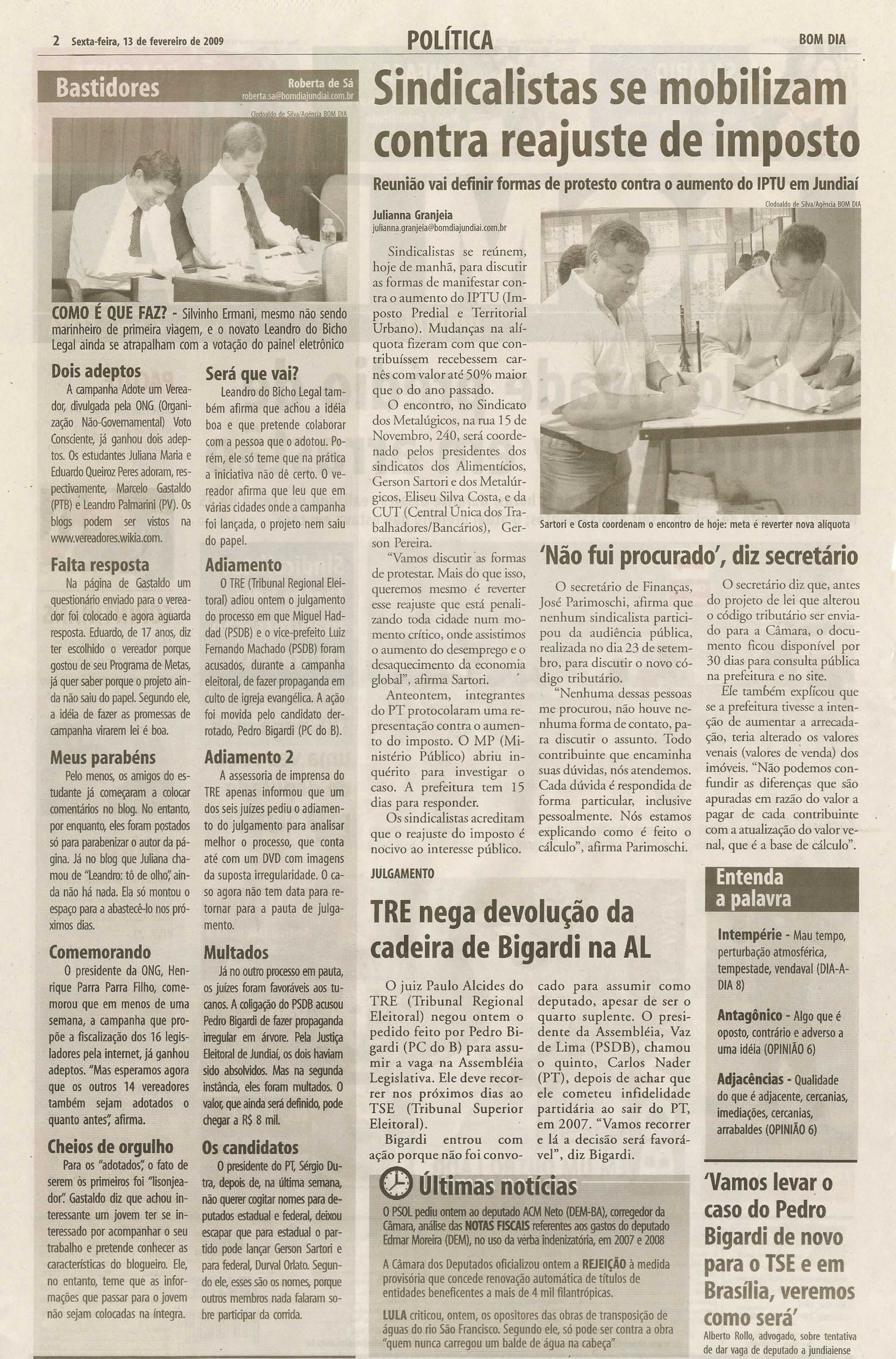 Bom Dia Jundiaí - 13/02/2009
