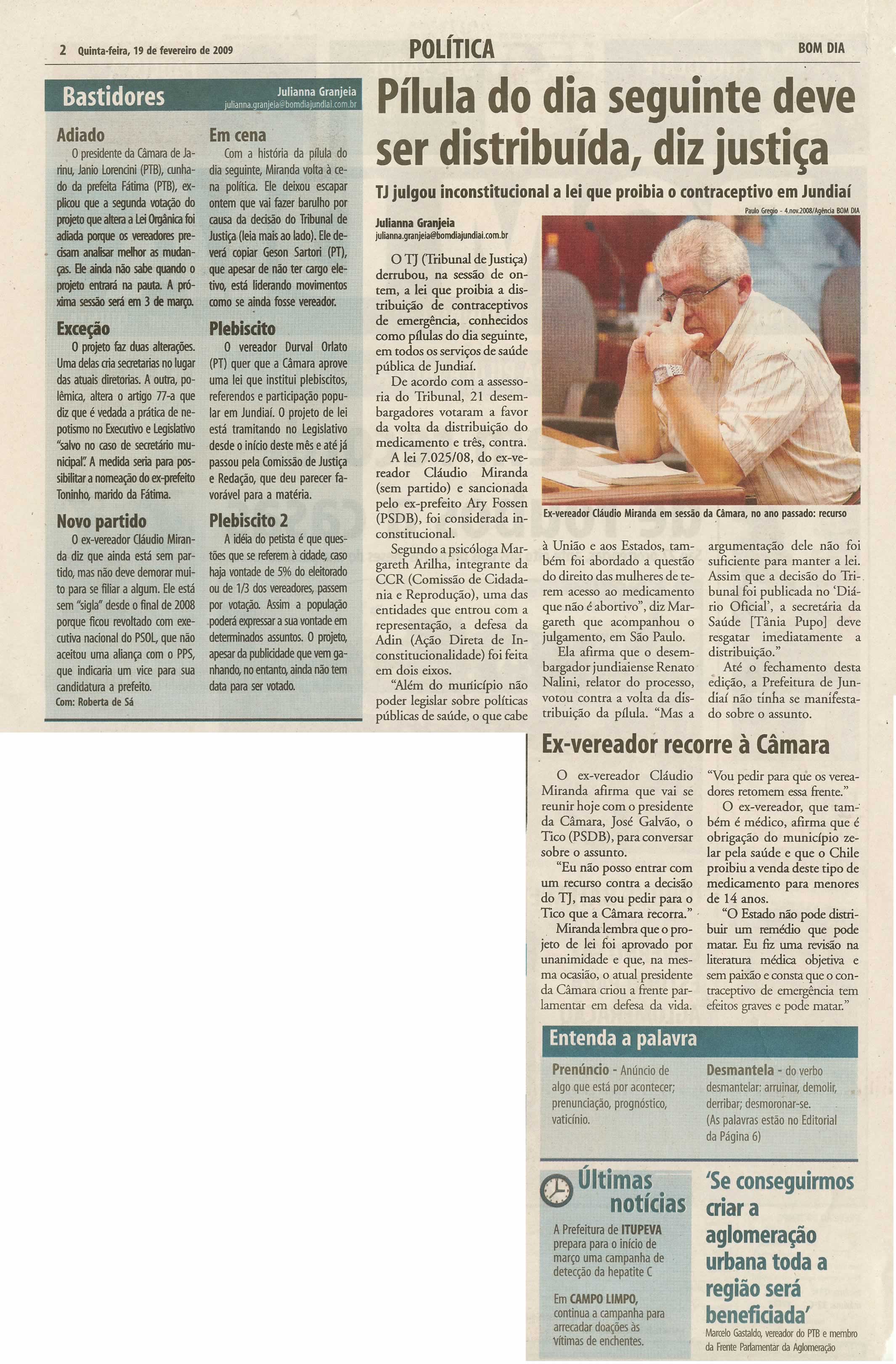 Bom Dia Jundiaí - 19/02/2009