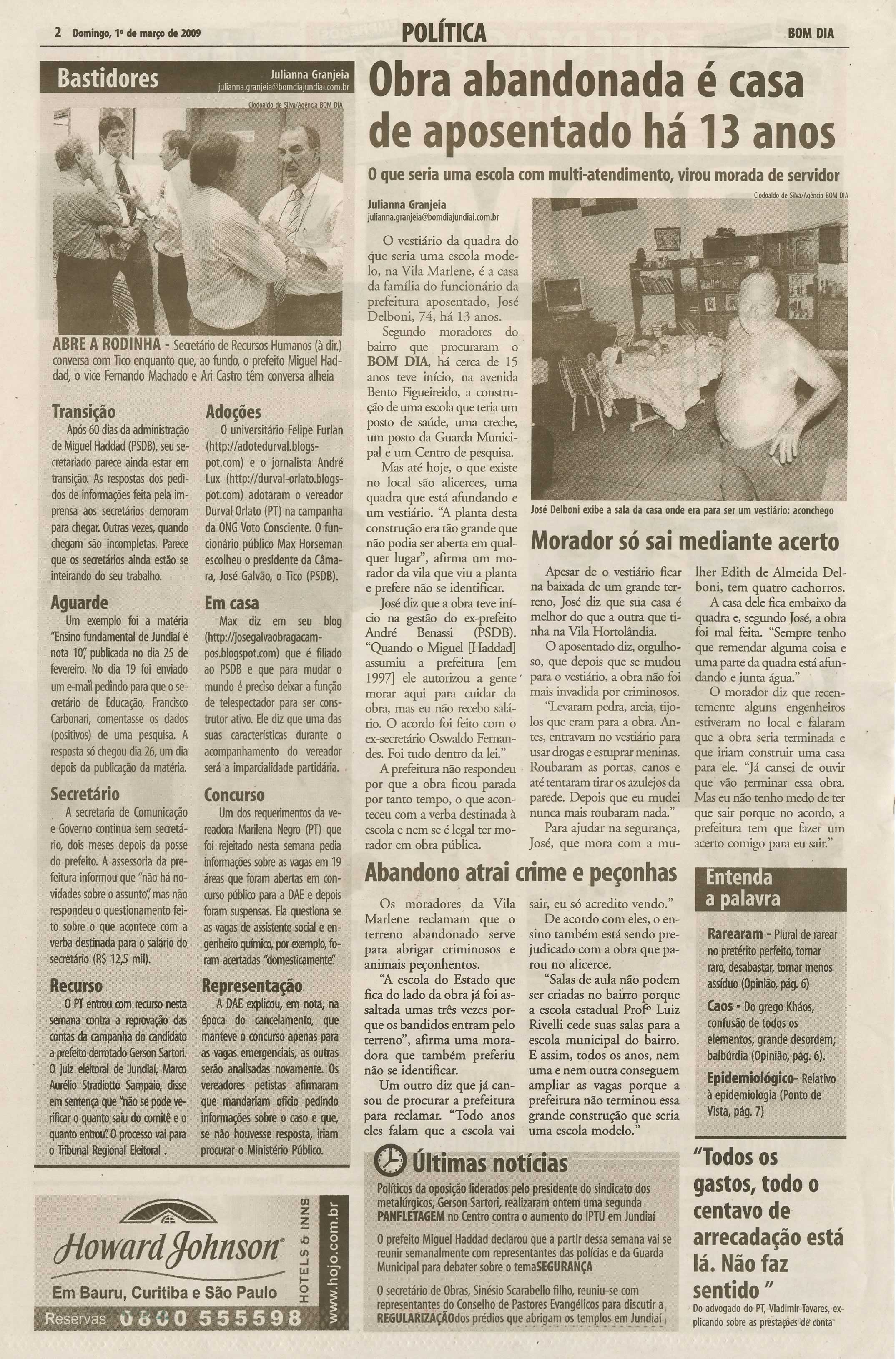Bom Dia Jundiaí - 01/03/2009