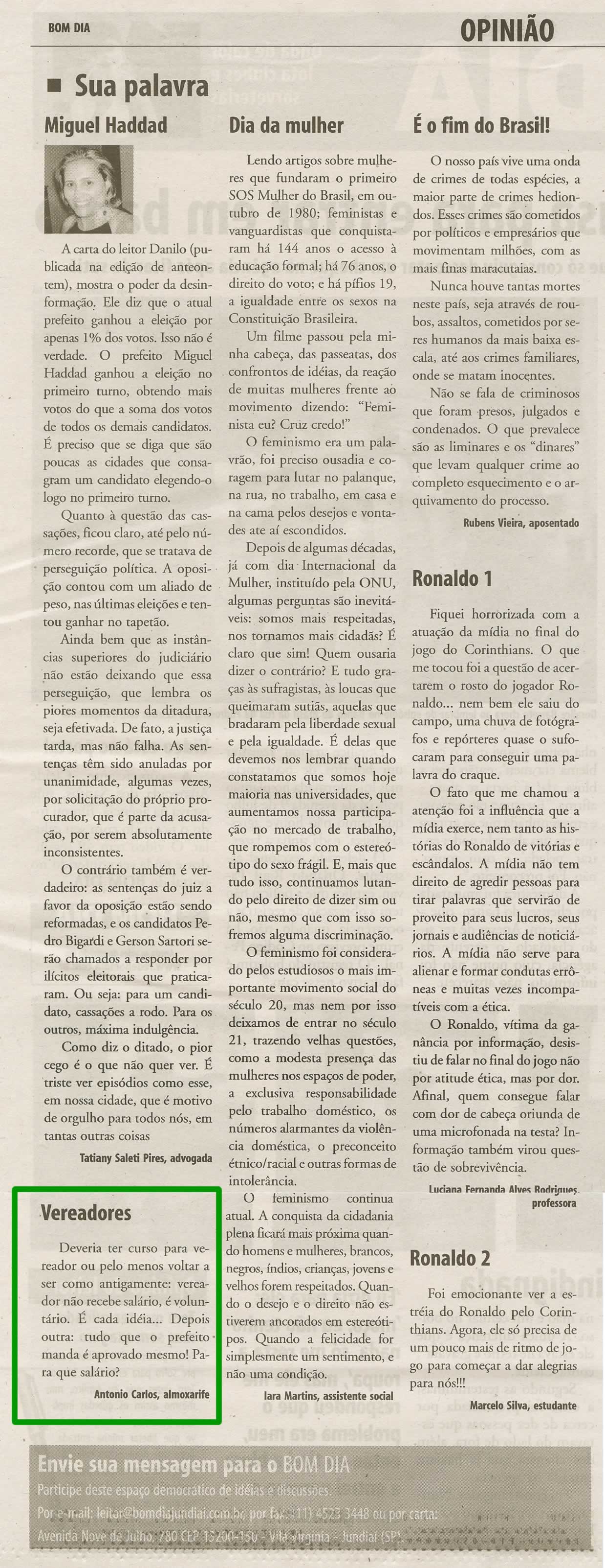 Bom Dia Jundiaí - 06/03/2009