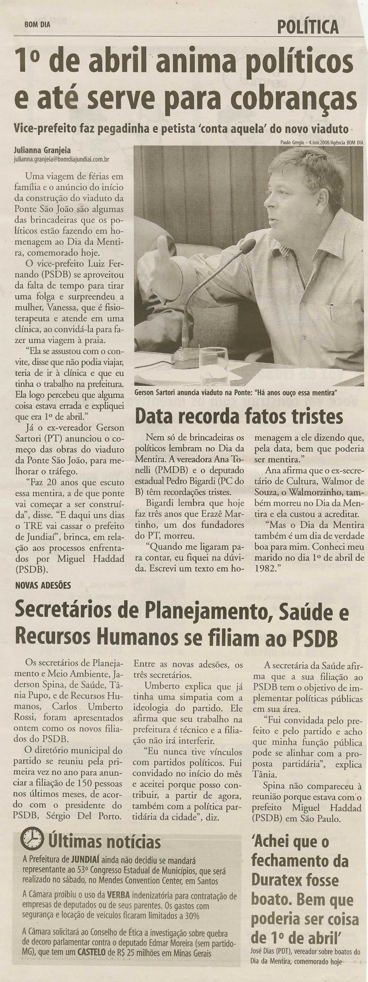 Bom Dia Jundiaí - 01/04/2009