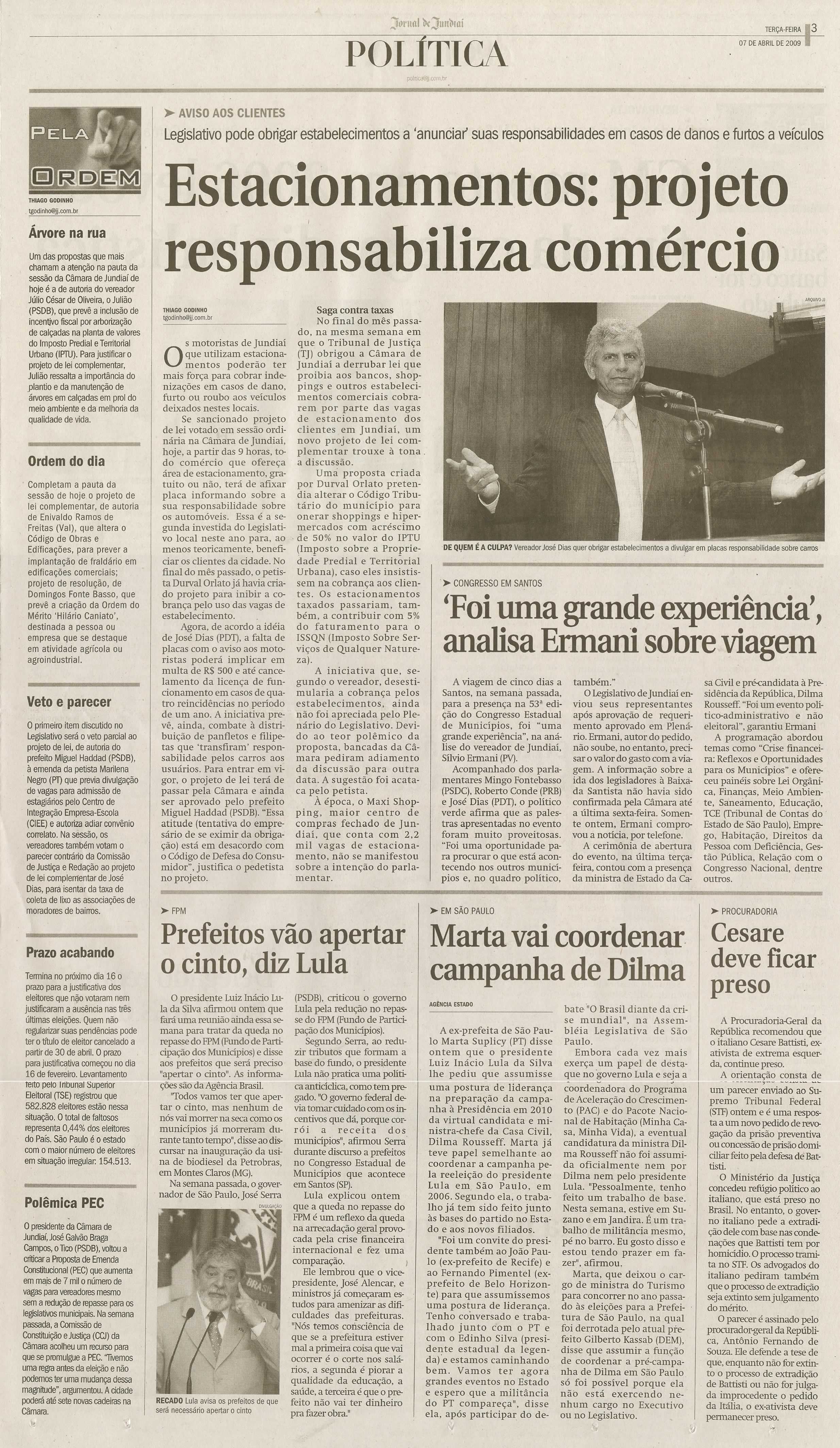 Jornal de Jundiaí - 07/04/2009
