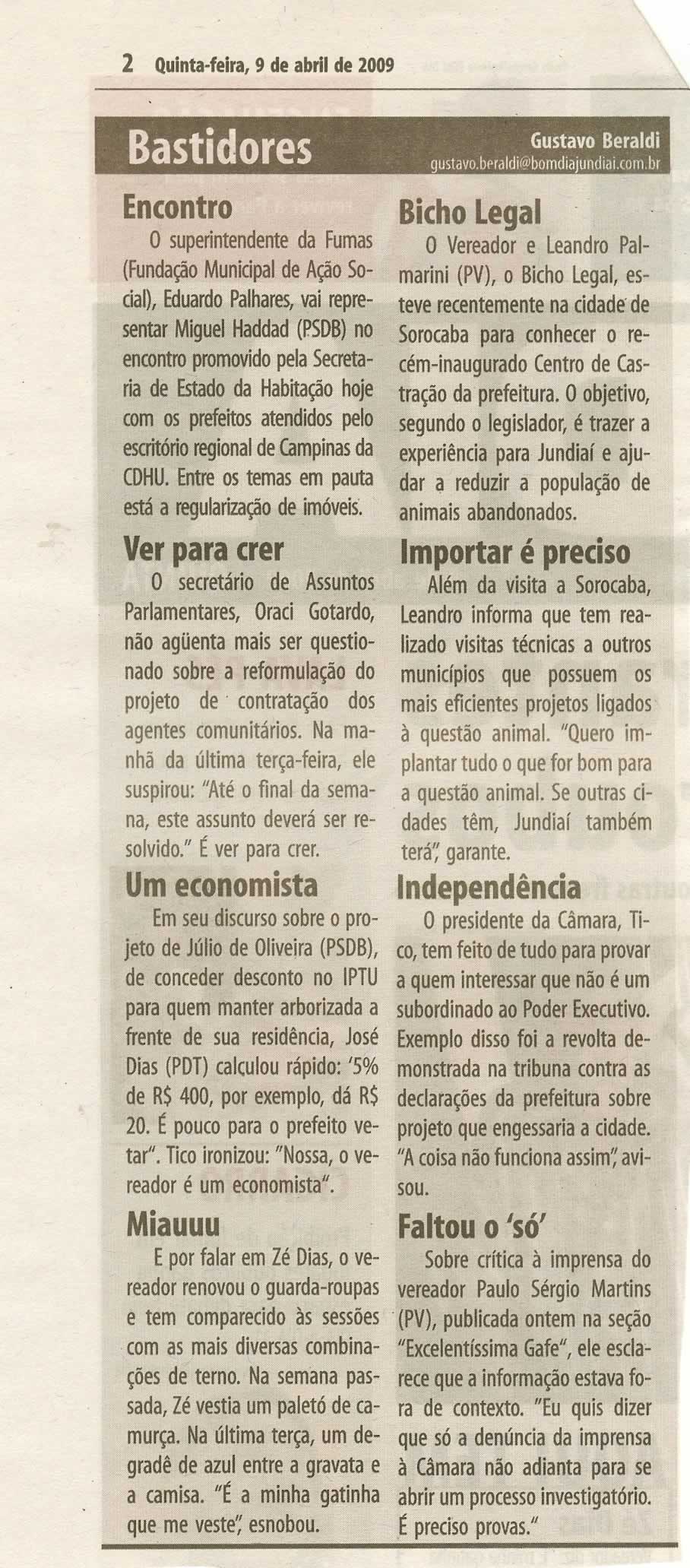 Bom Dia Jundiaí - 09/04/2009