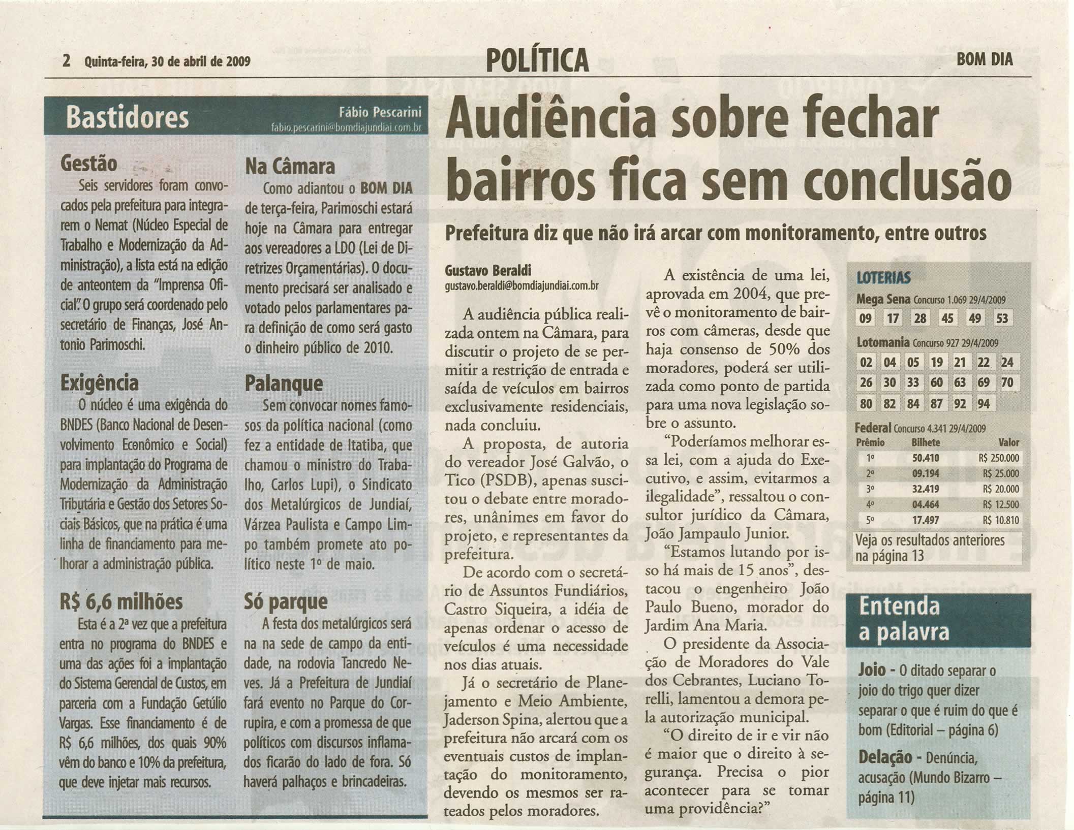 Bom Dia Jundiaí - 30/04/2009