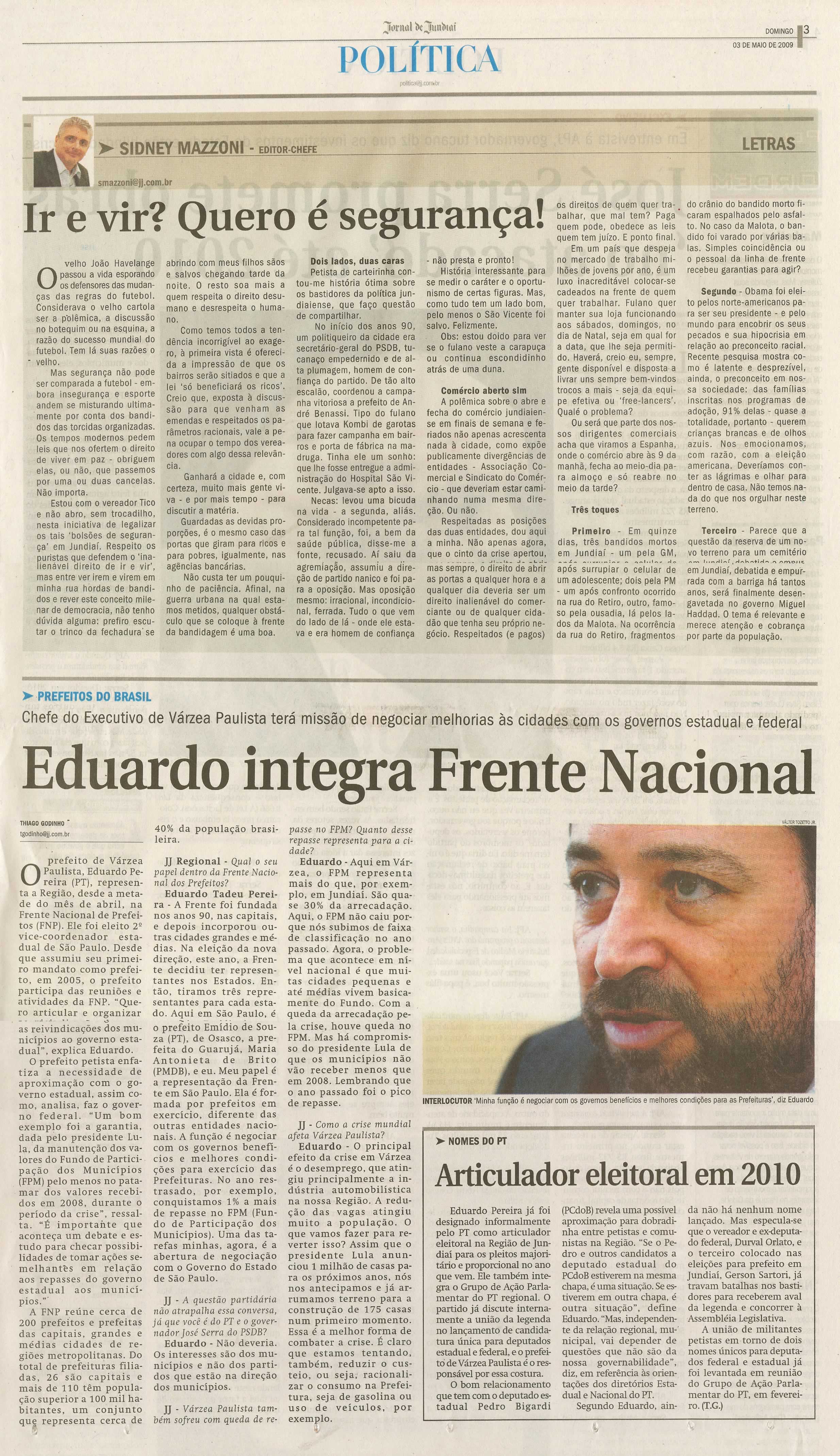 Jornal de Jundiaí - 03/05/2009