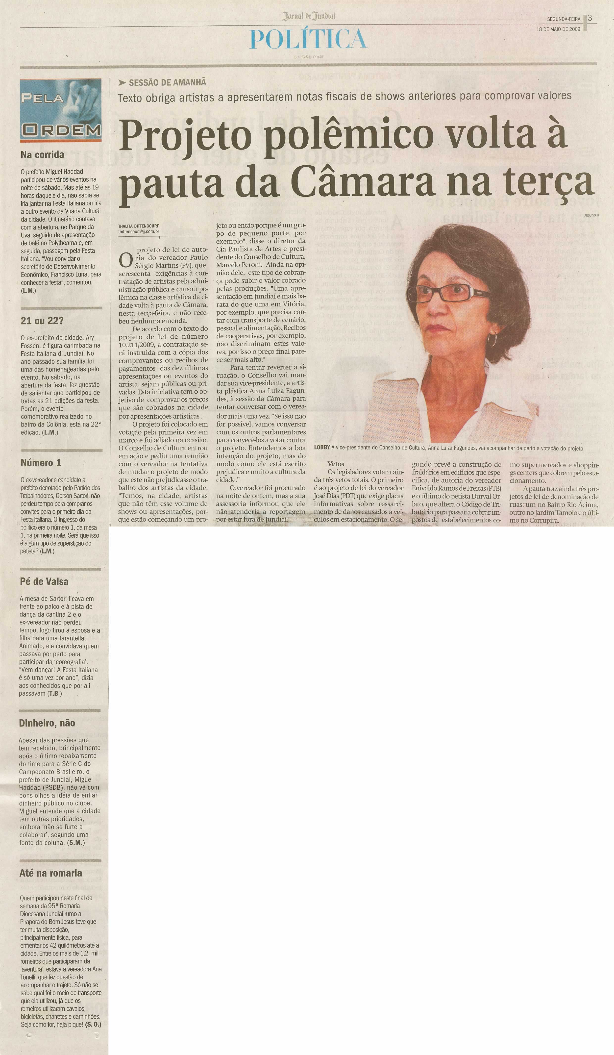 Jornal de Jundiaí - 18/05/2009