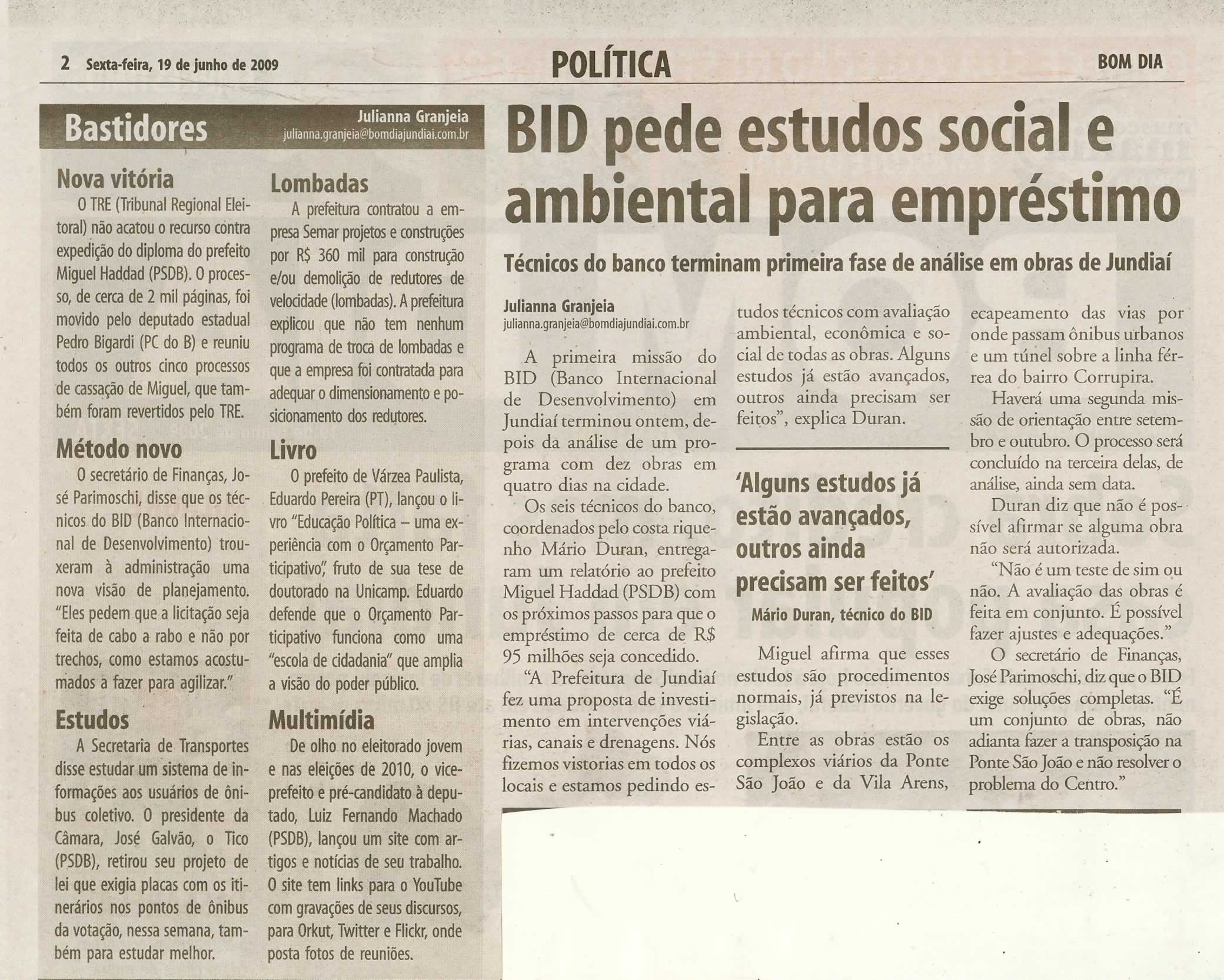 Bom Dia Jundiaí - 19/06/2009