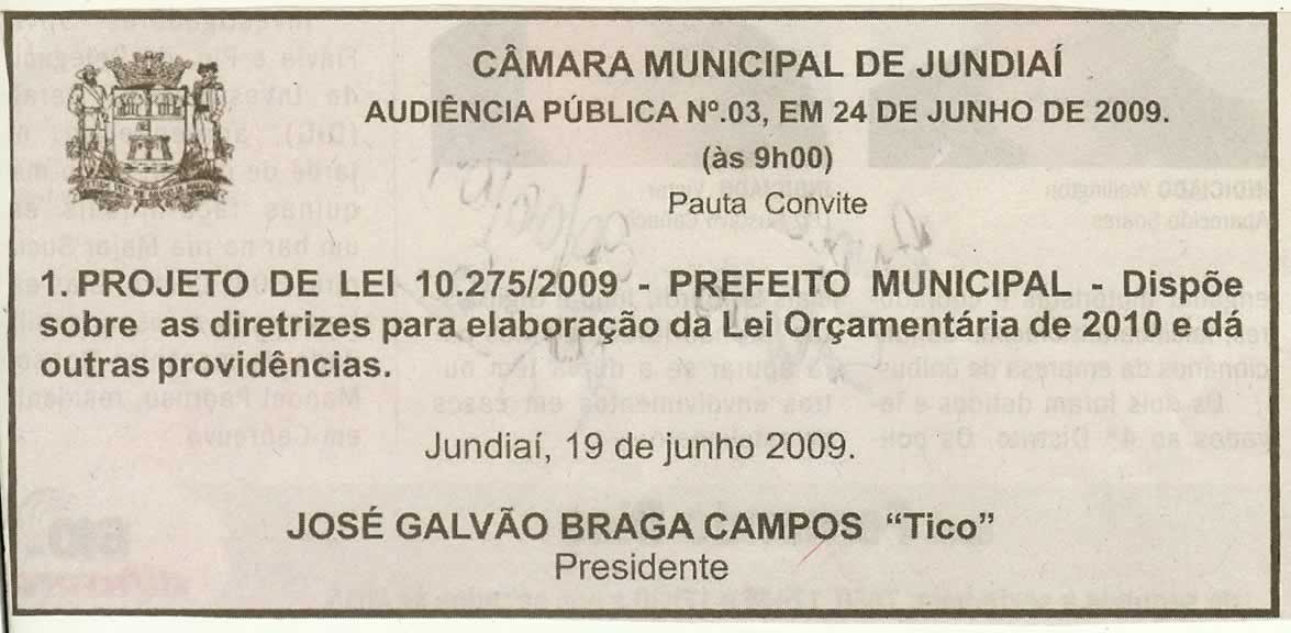 Jornal de Jundiaí - 20/06/2009