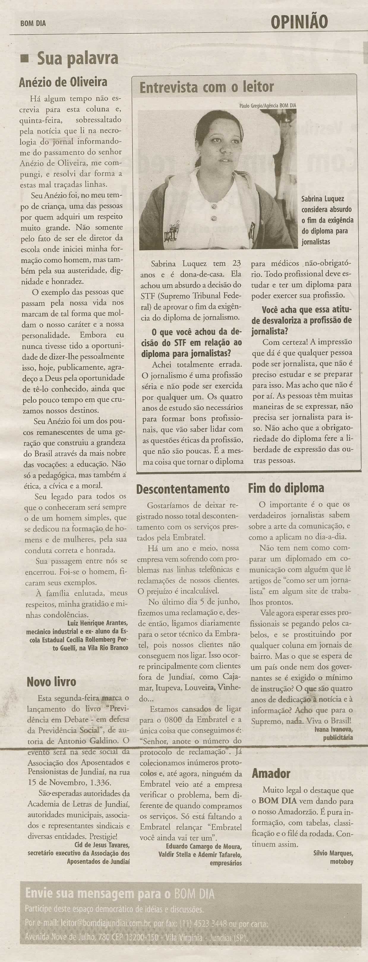 Bom Dia Jundiaí - 22/06/2009