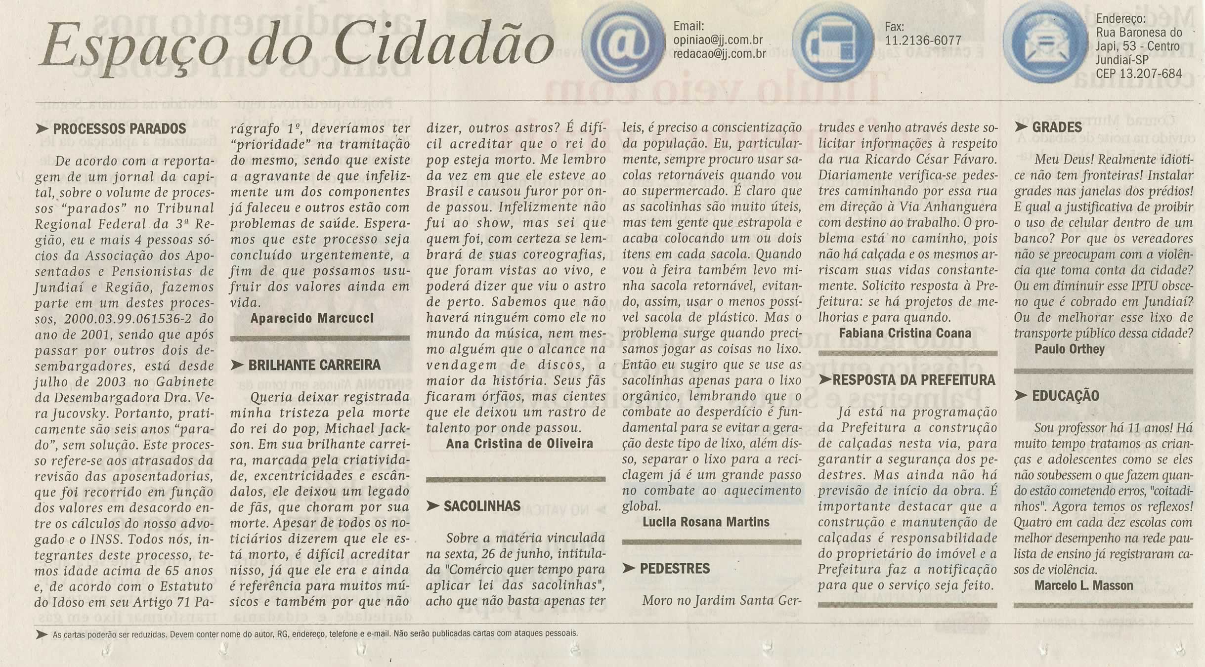 Jornal de Jundiaí - 29/06/2009