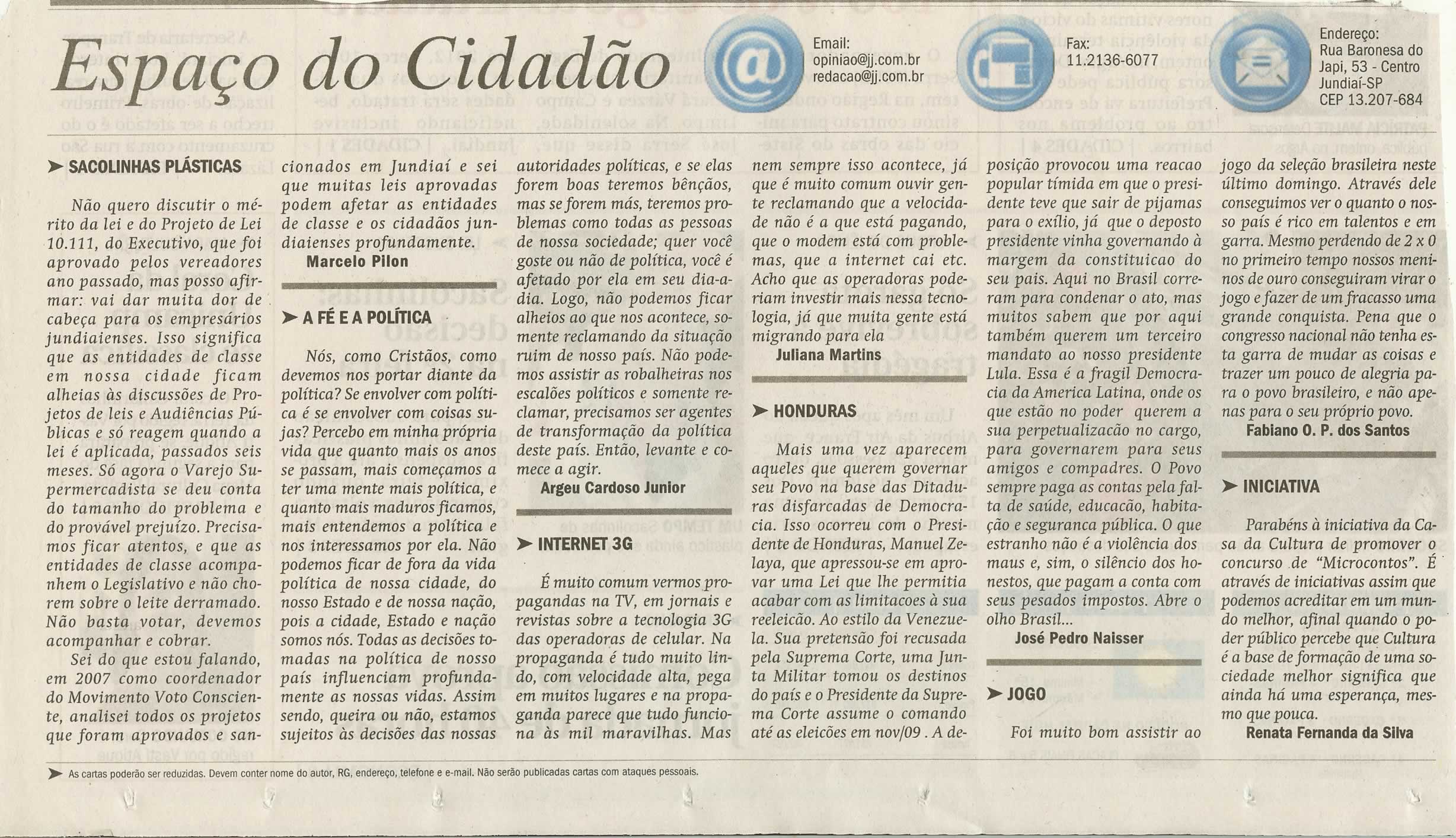 Jornal de Jundiaí - 01/07/2009