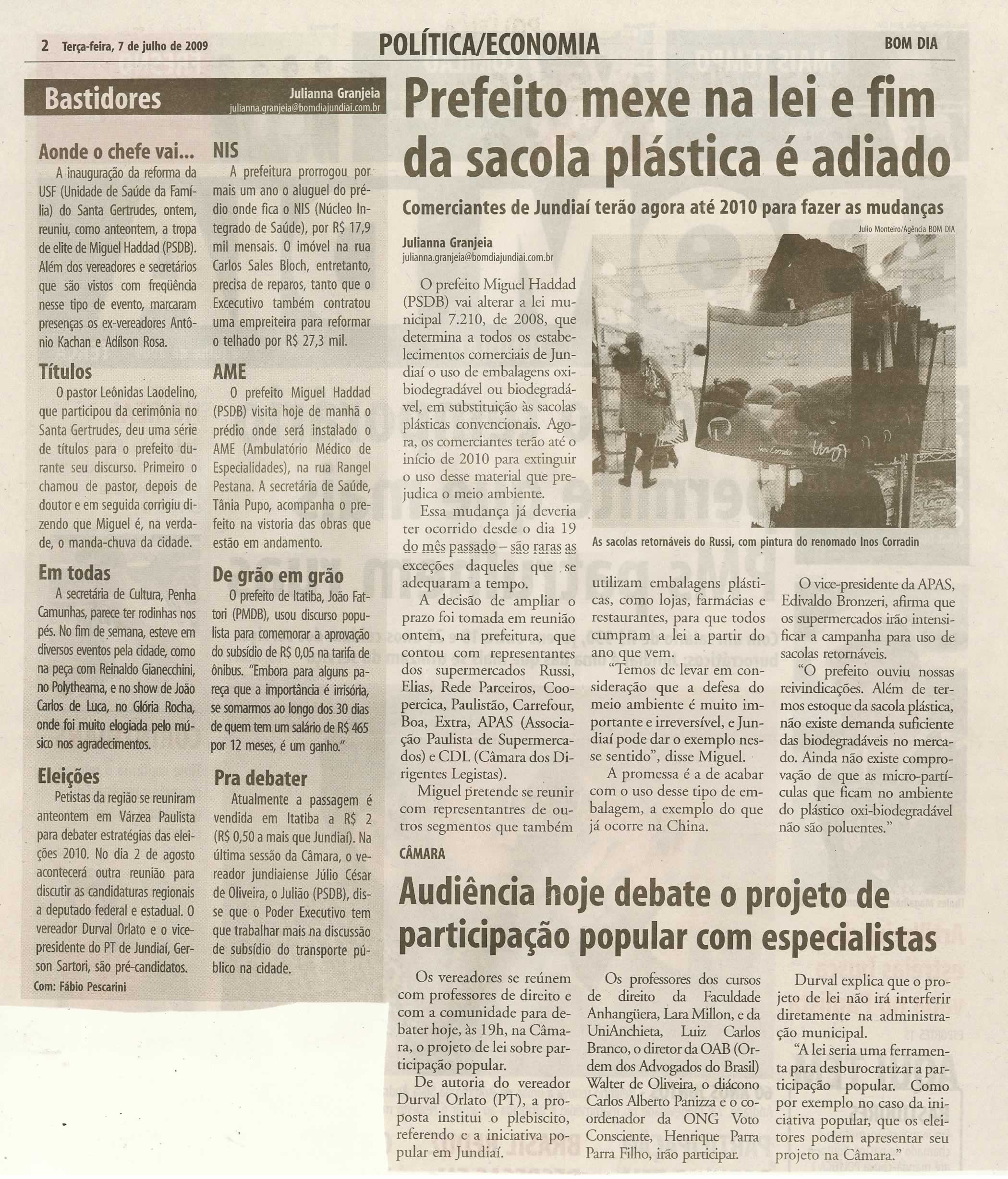 Bom Dia Jundiaí - 07/07/2009