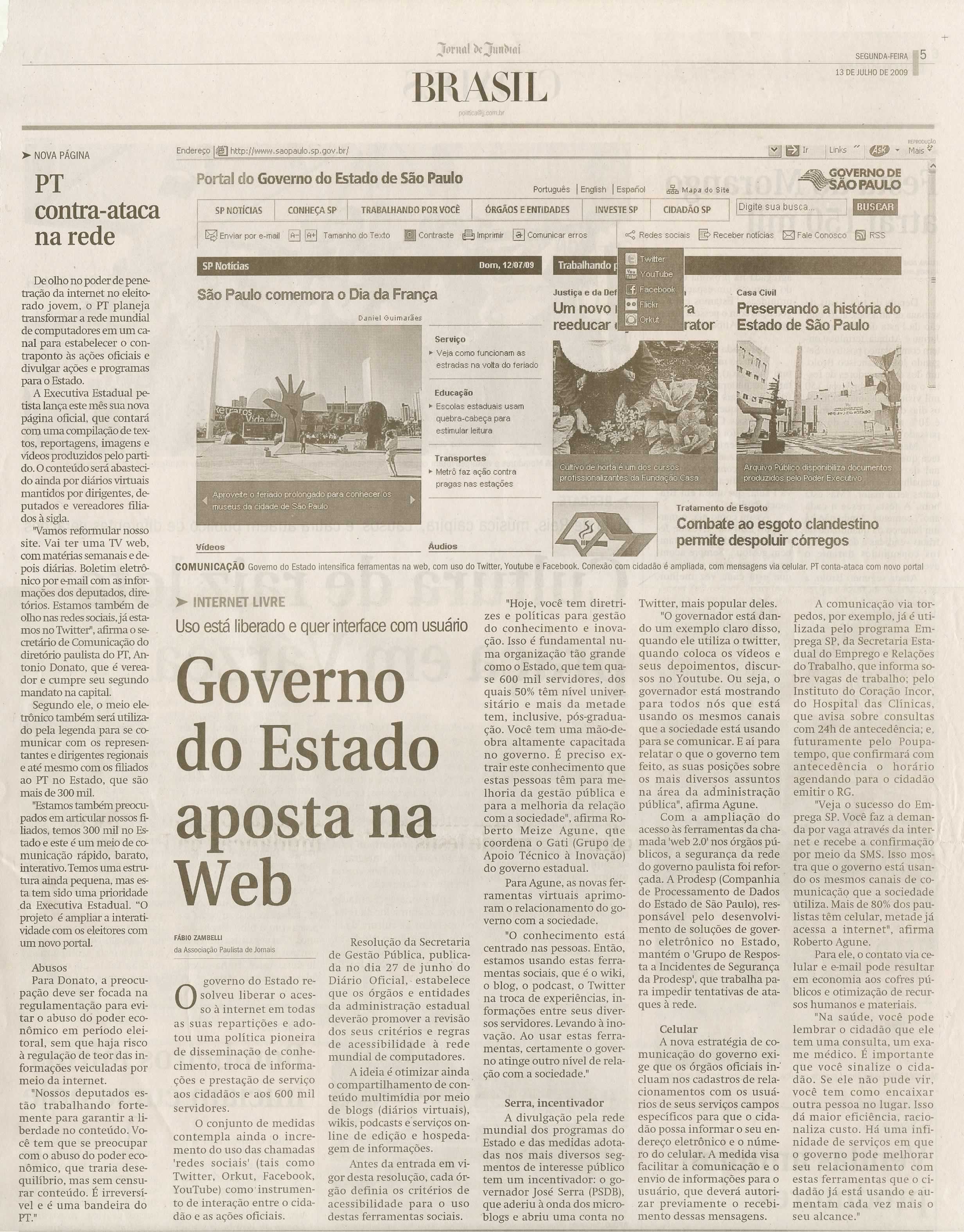 Jornal de Jundiaí - 13/07/2009