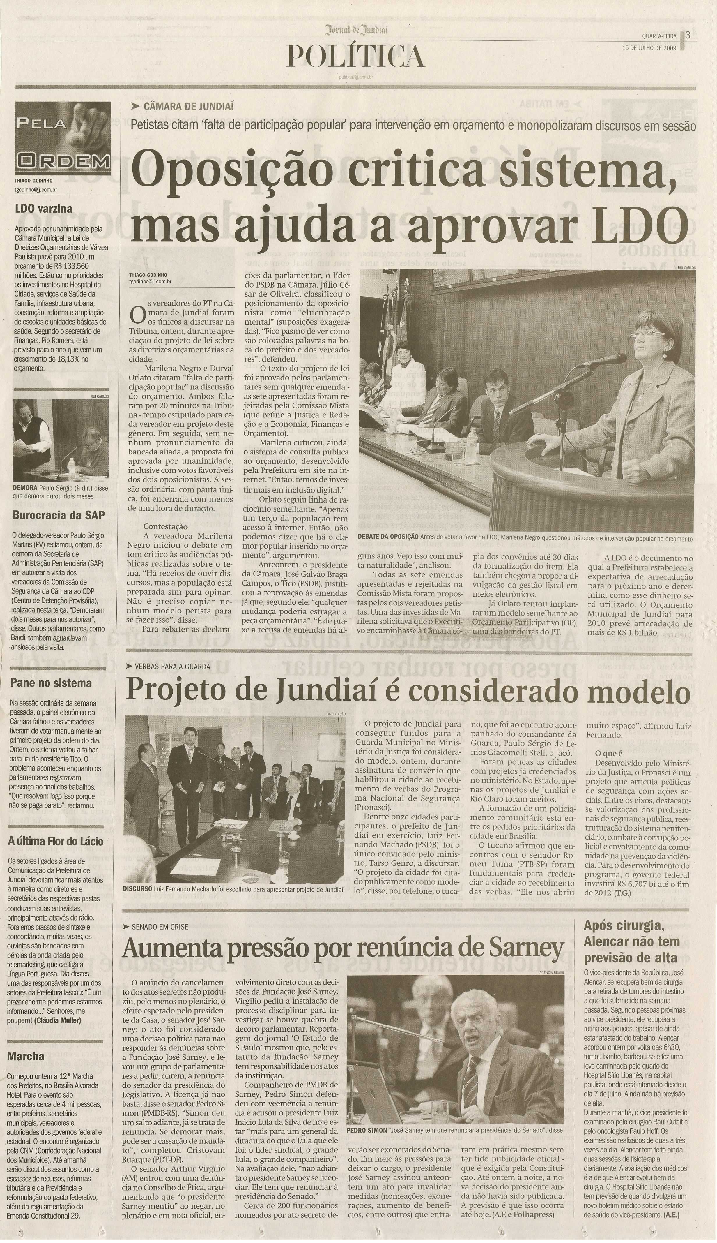 Jornal de Jundiaí - 15/07/2009