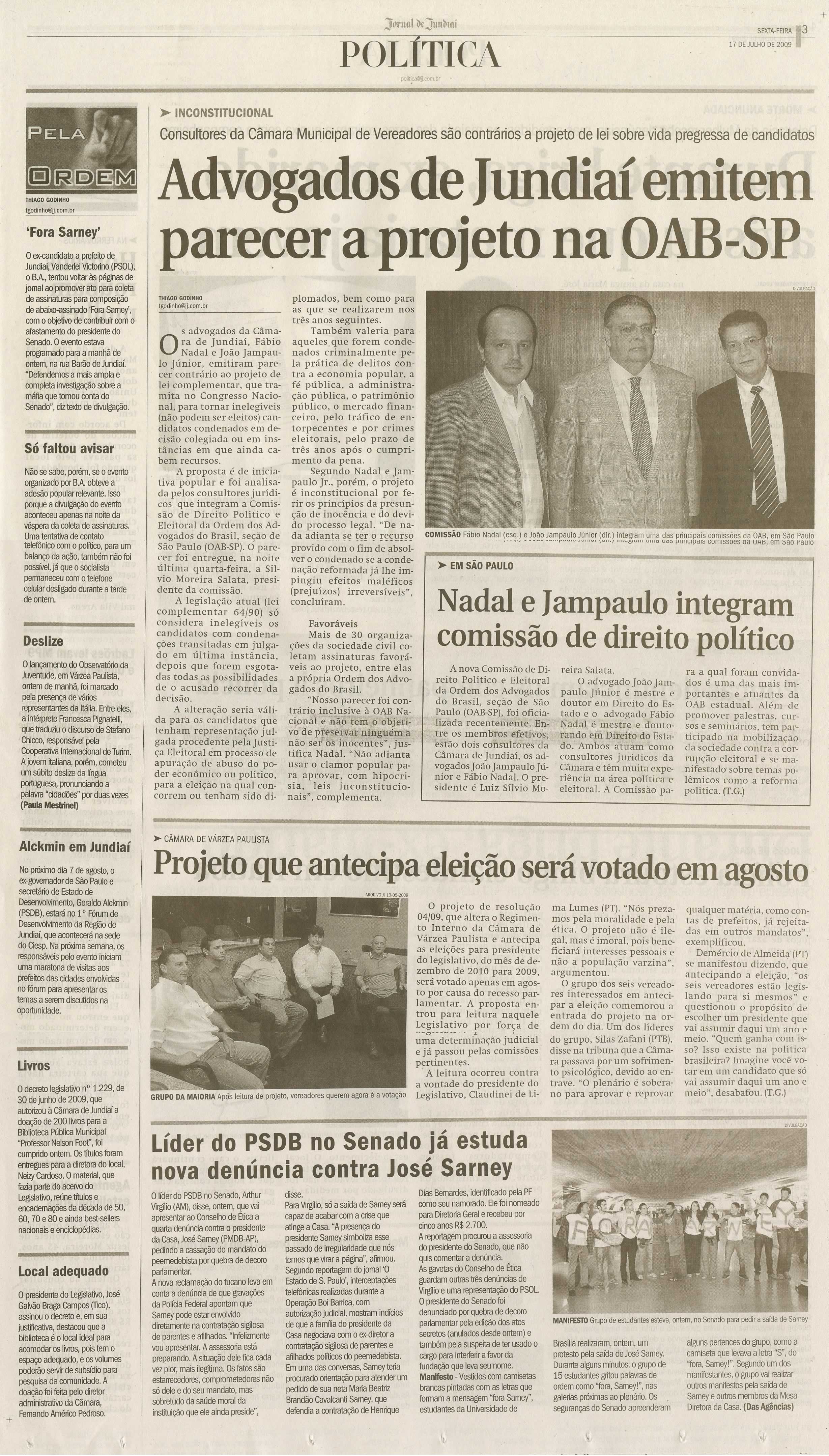 Jornal de Jundiaí - 17/07/2009