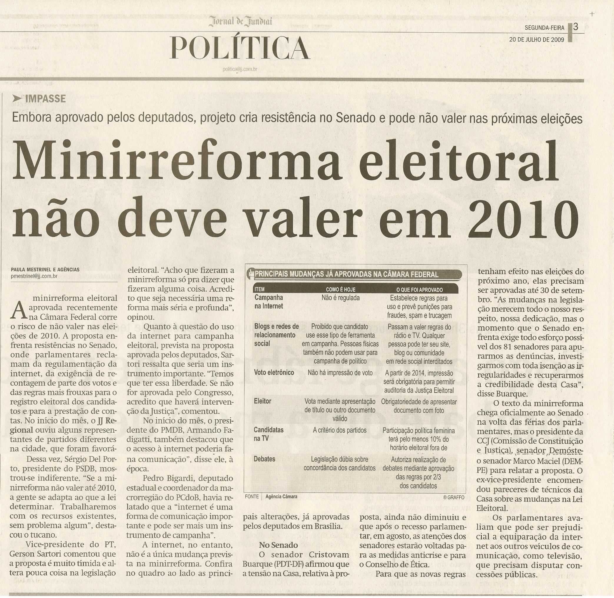 Jornal de Jundiaí - 20/07/2009