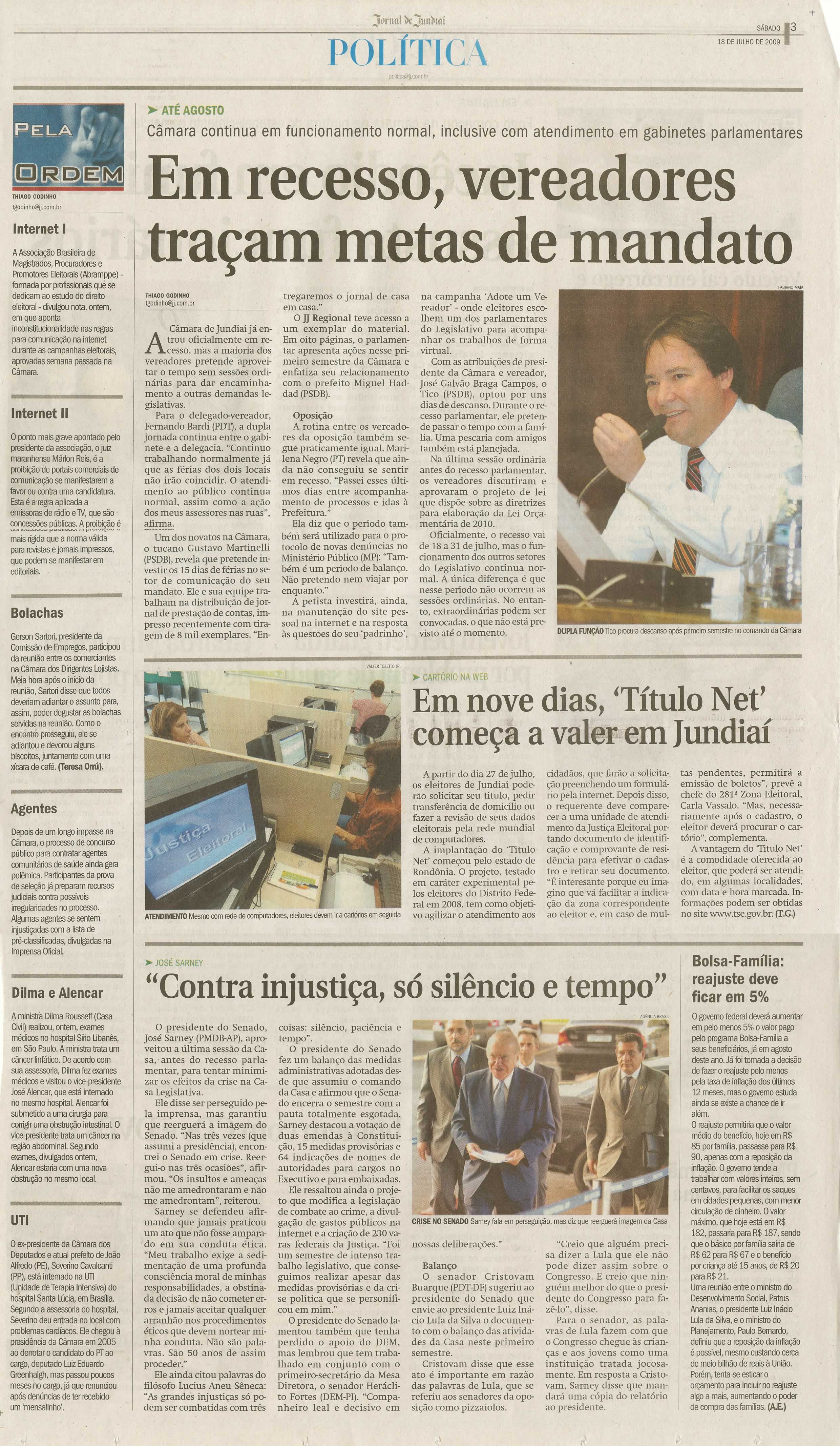 Jornal de Jundiaí - 18/07/2009