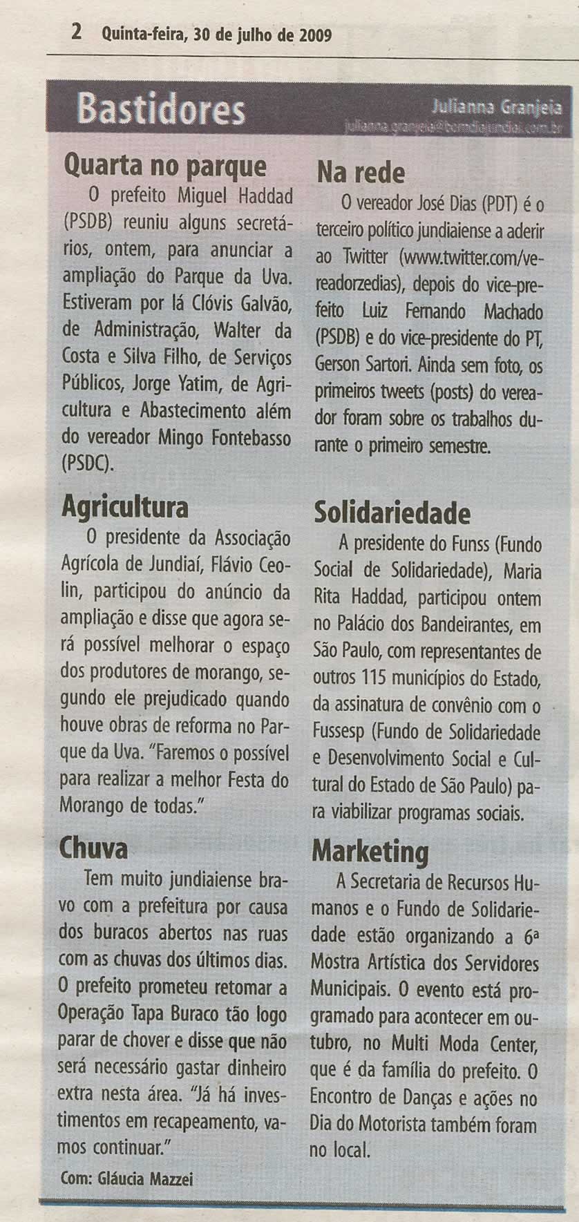 Bom Dia Jundiaí - 30/07/2009