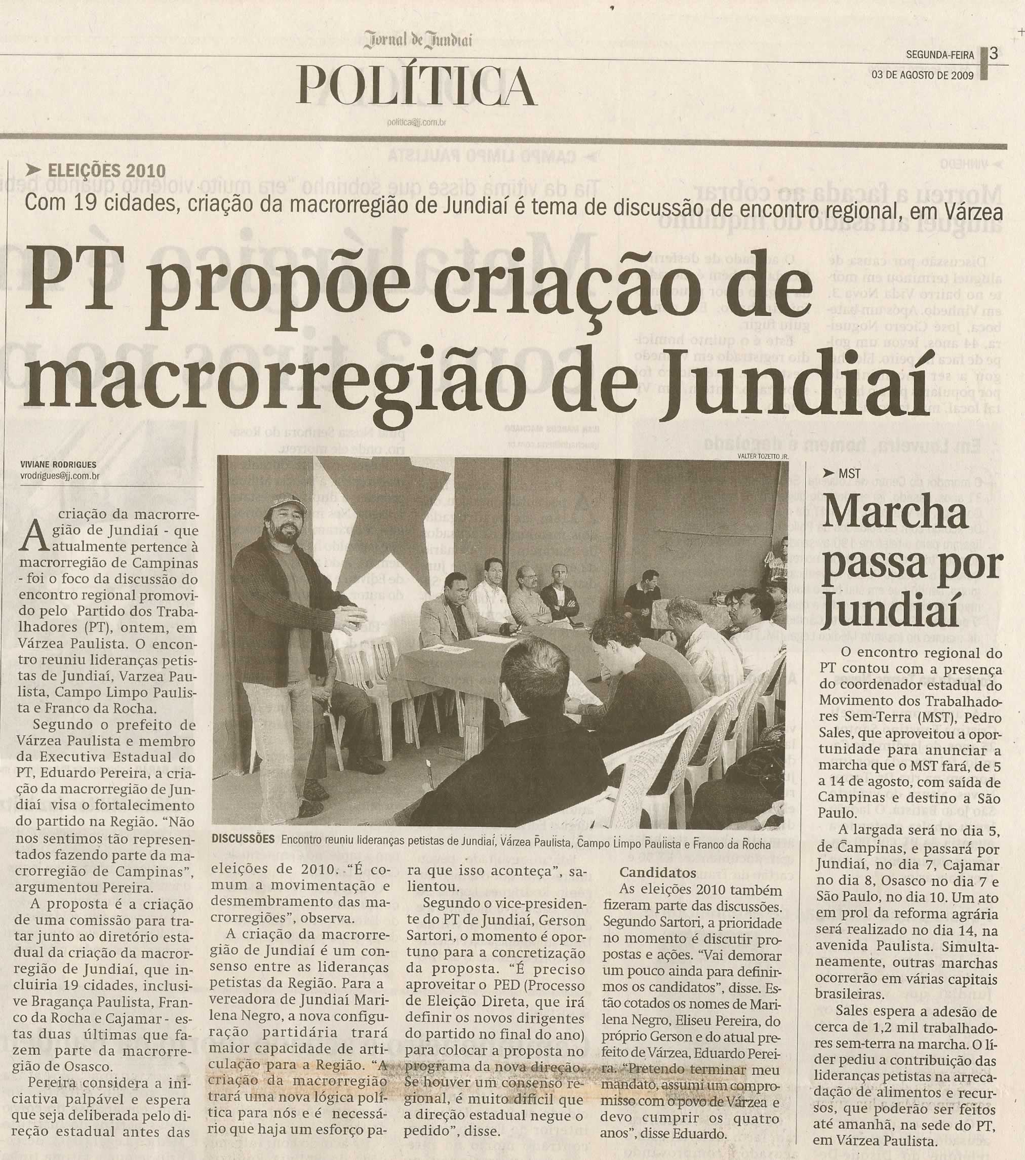 Jornal de Jundiaí - 03/08/2009