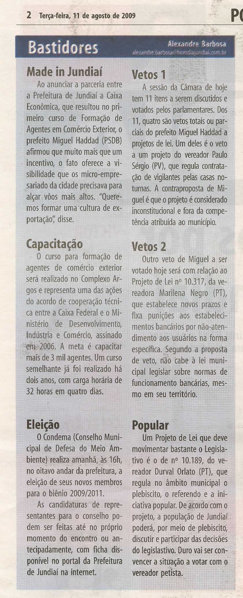 Bom Dia Jundiaí - 11/08/2009