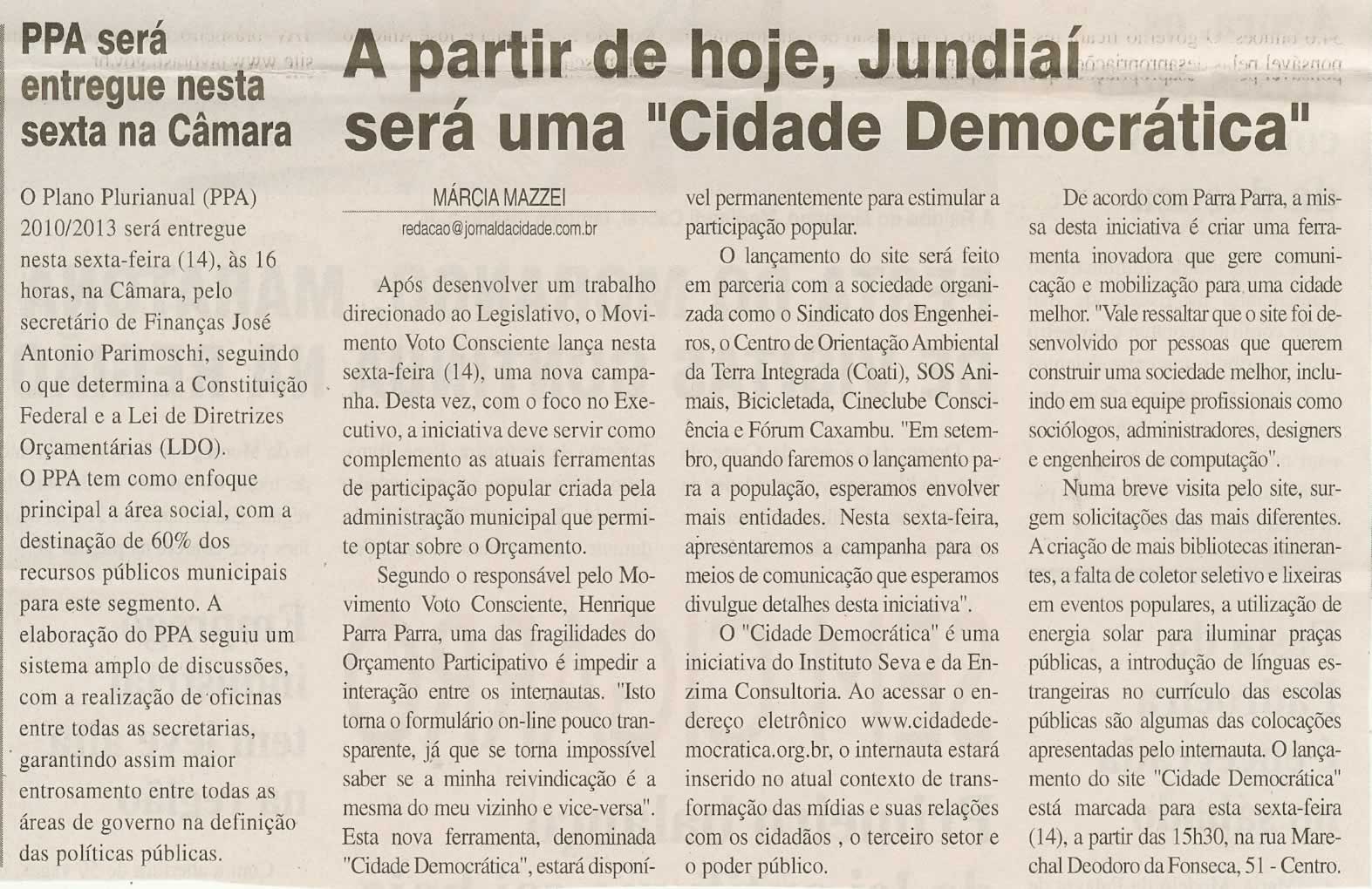 Jornal da Cidade - 14/08/2009