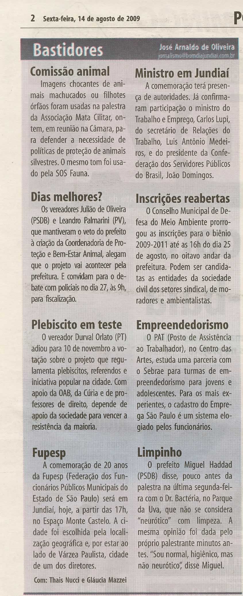 Bom Dia Jundiaí - 14/08/2009