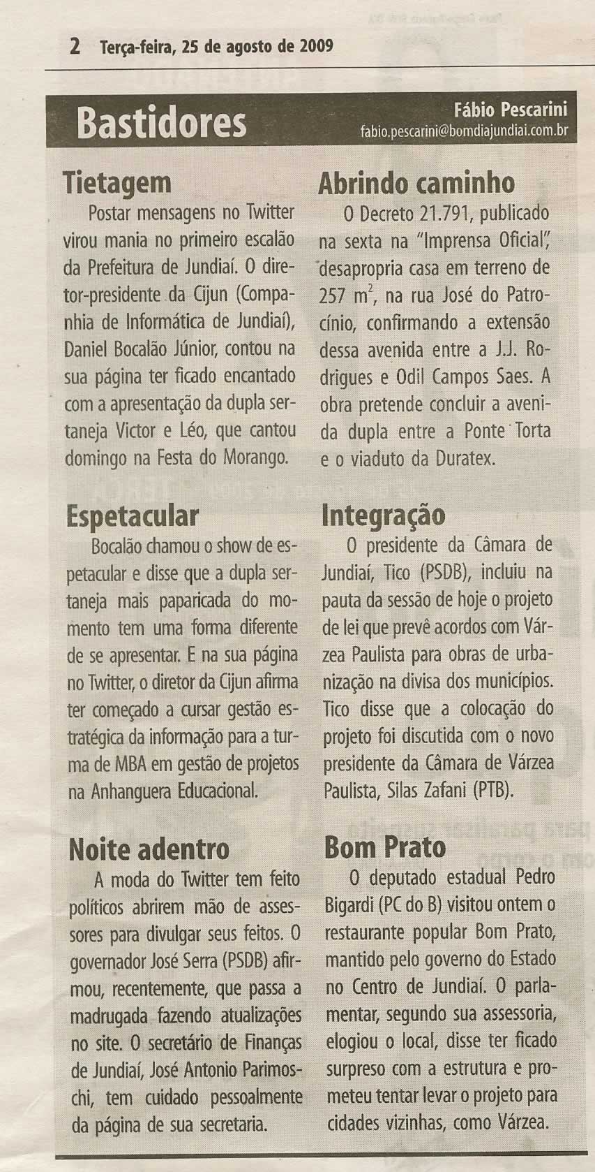 Bom Dia Jundiaí - 25/08/2009