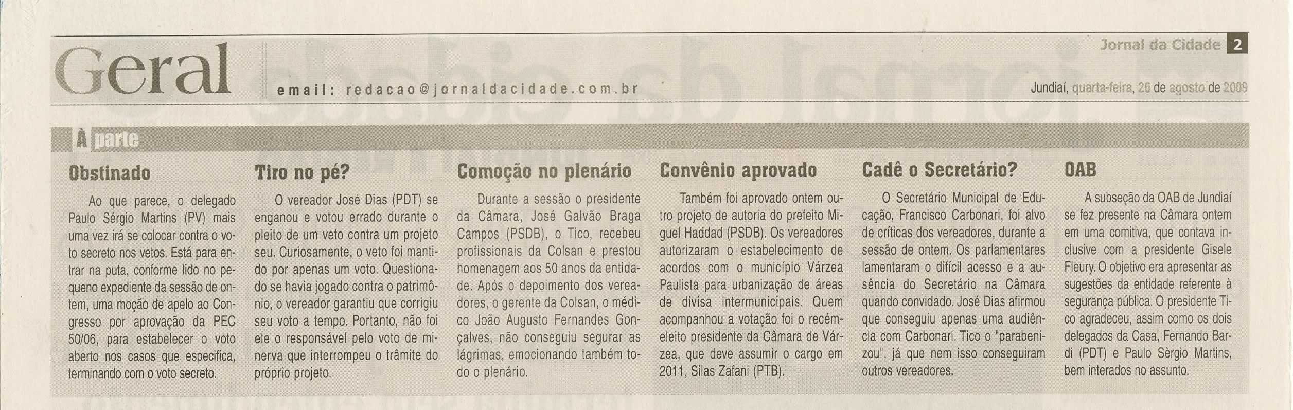 Jornal da Cidade - 26/08/2009