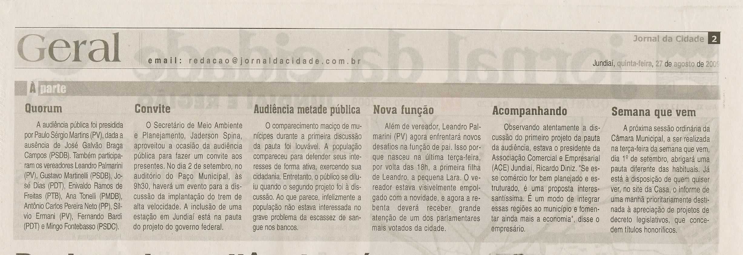 Jornal da Cidade - 27/08/2009