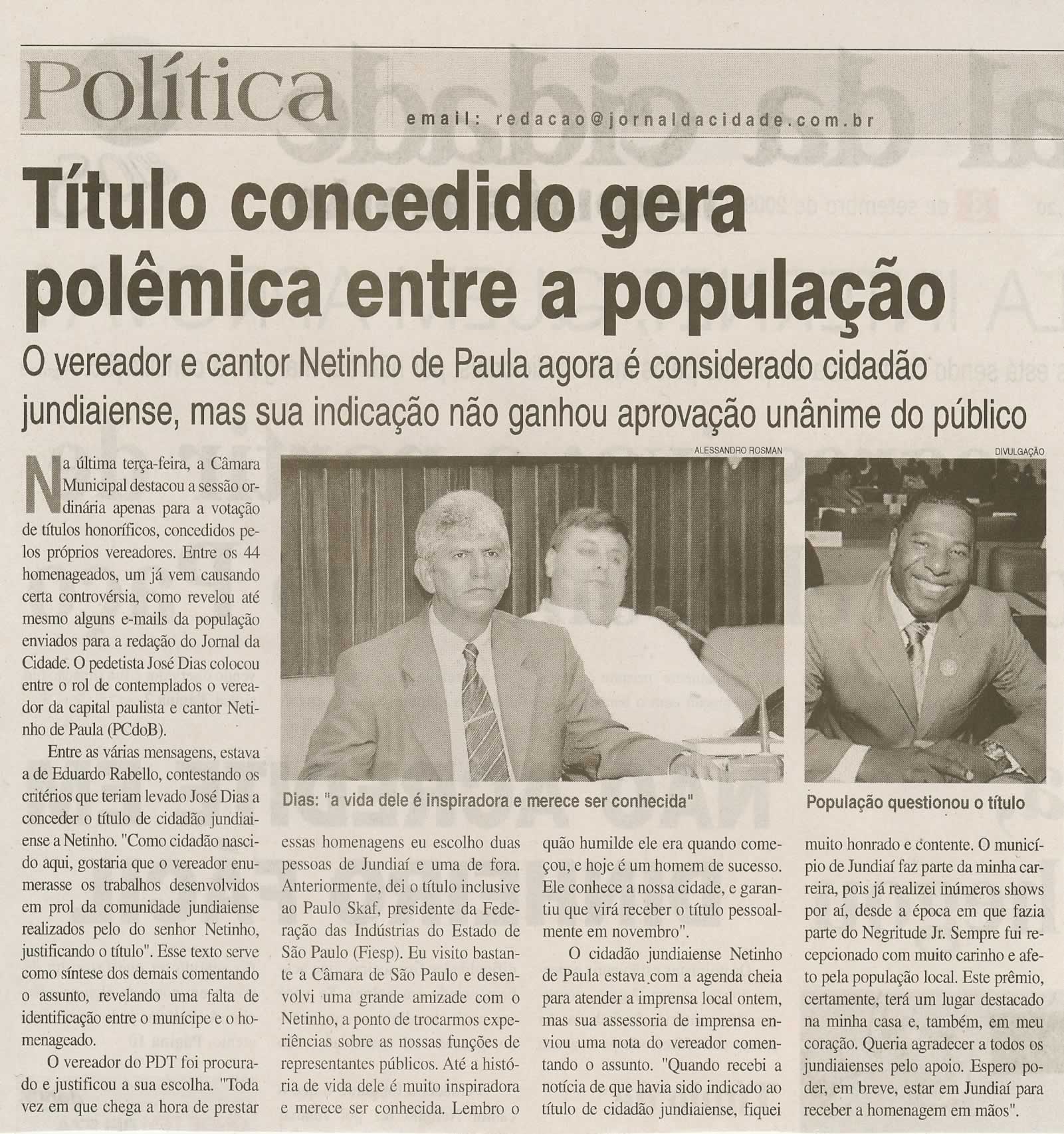 Jornal da Cidade - 03/09/2009