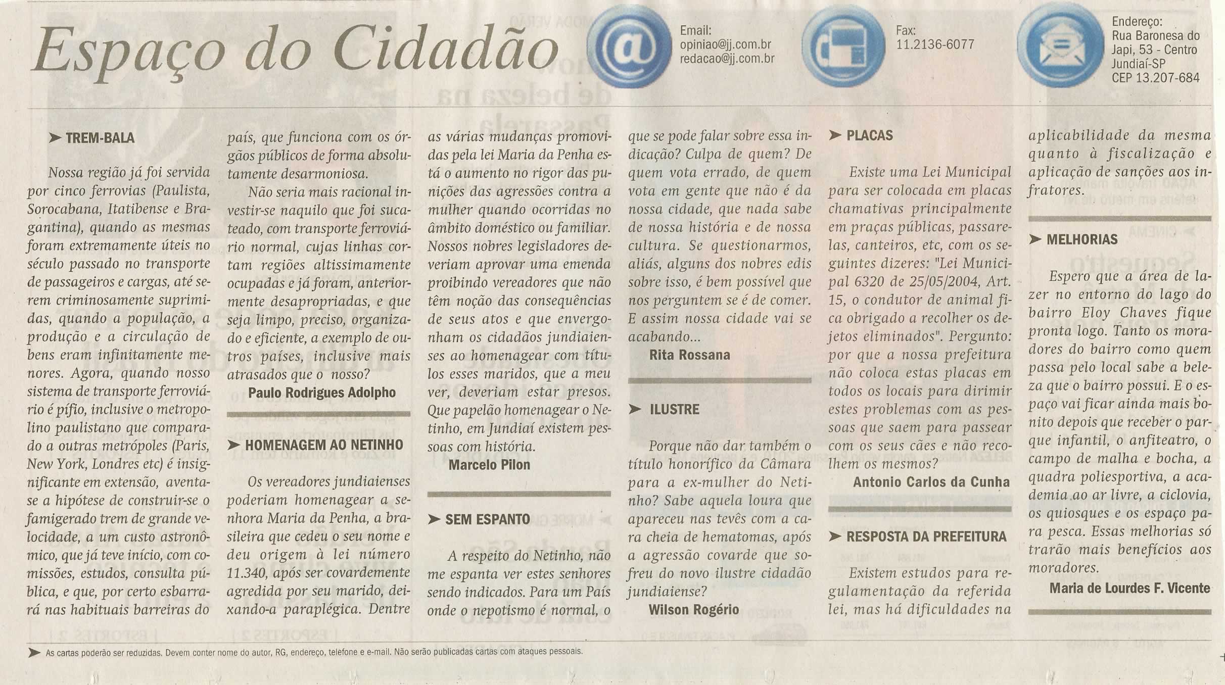 Jornal de Jundiaí - 04/09/2009