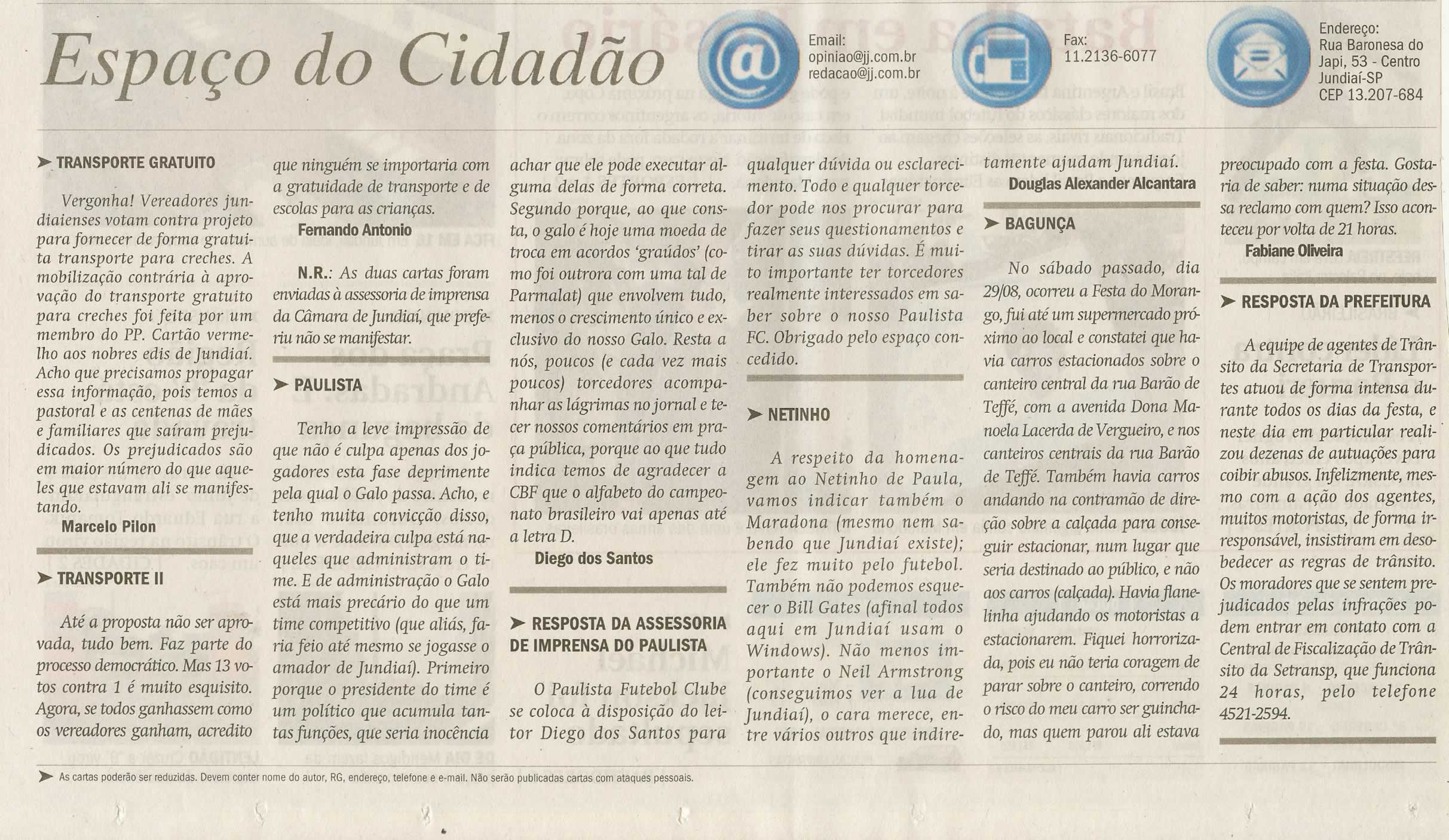 Jornal de Jundiaí - 05/09/2009