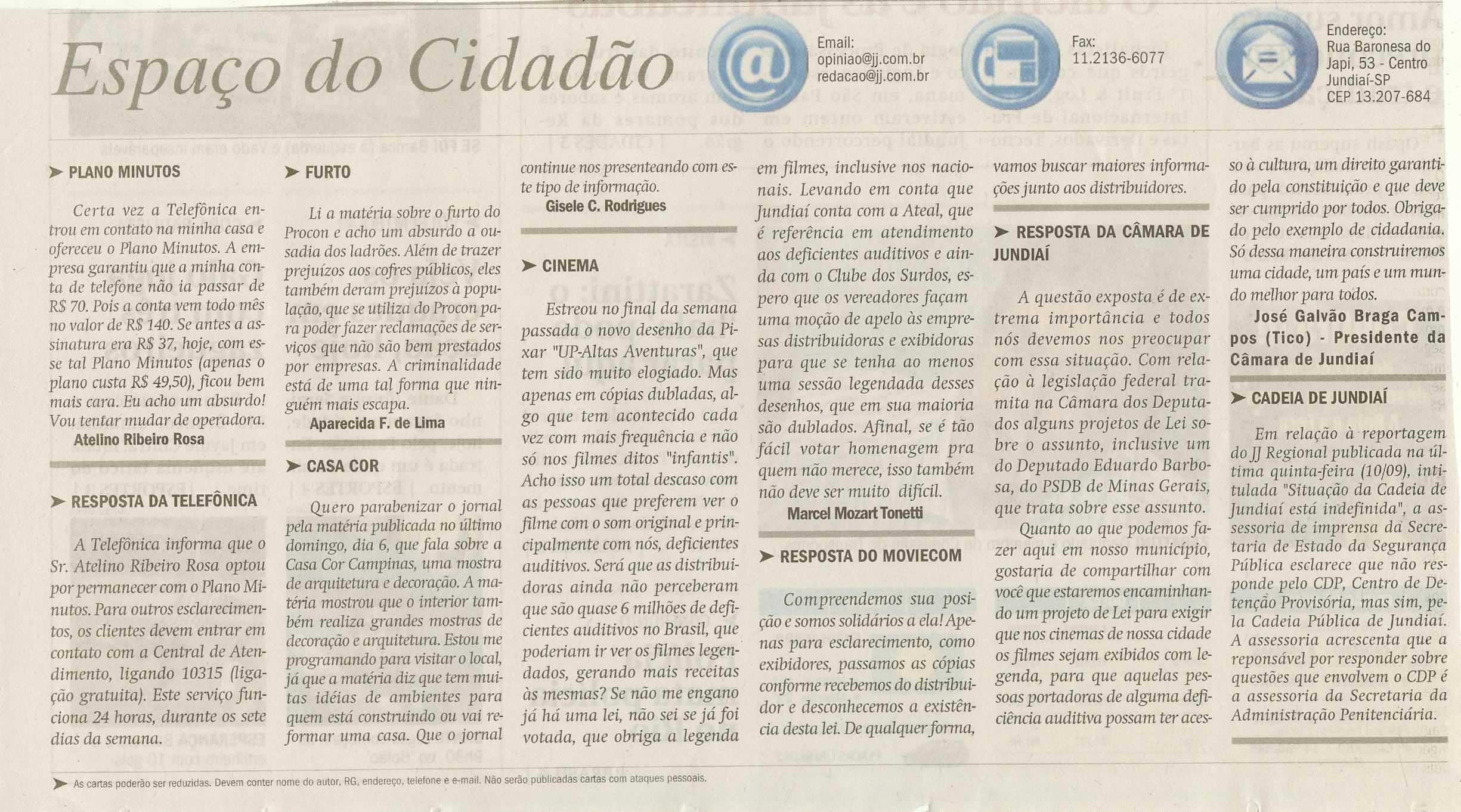 Jornal de Jundiaí - 12/09/2009