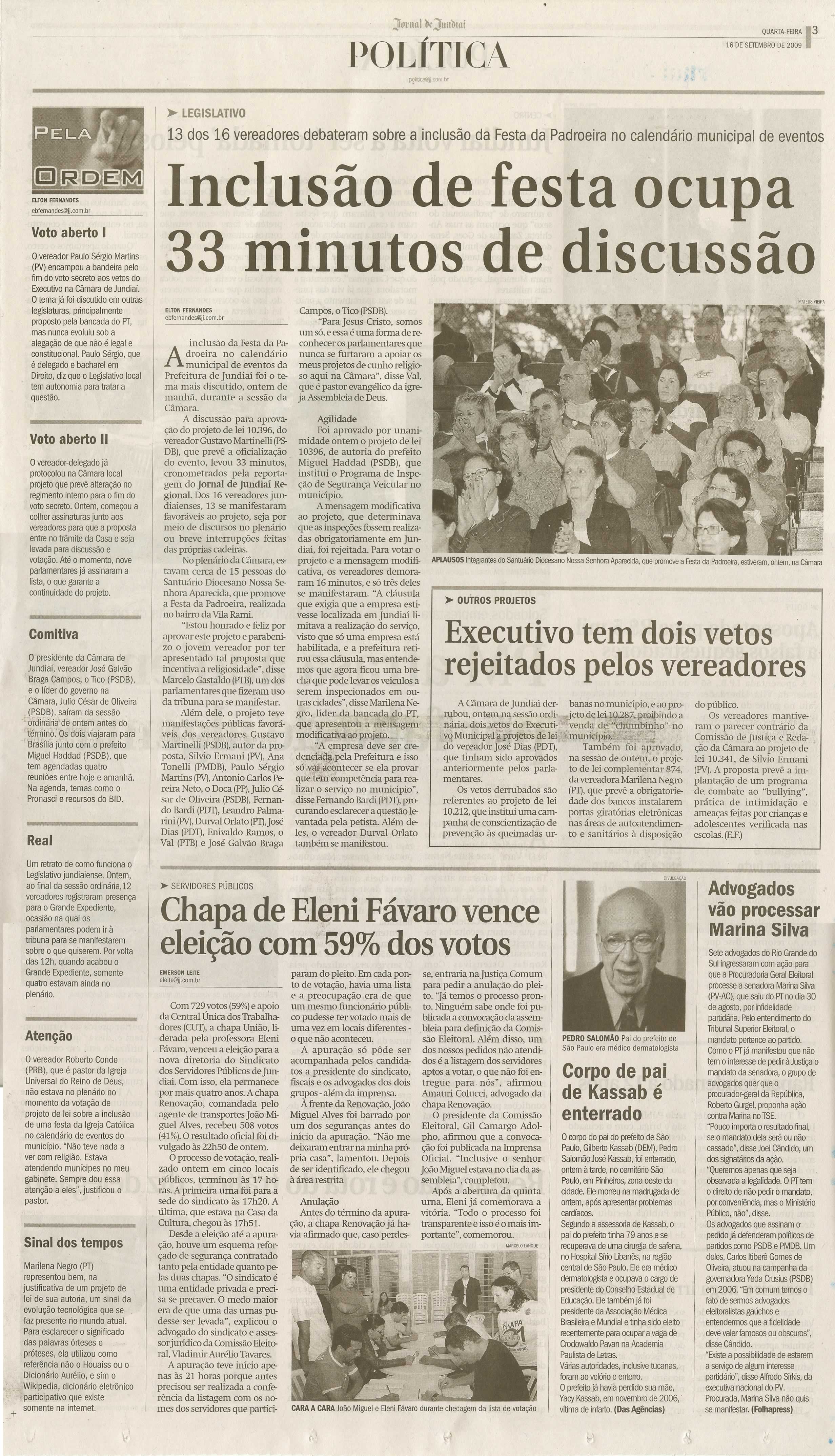 Jornal de Jundiaí - 16/09/2009