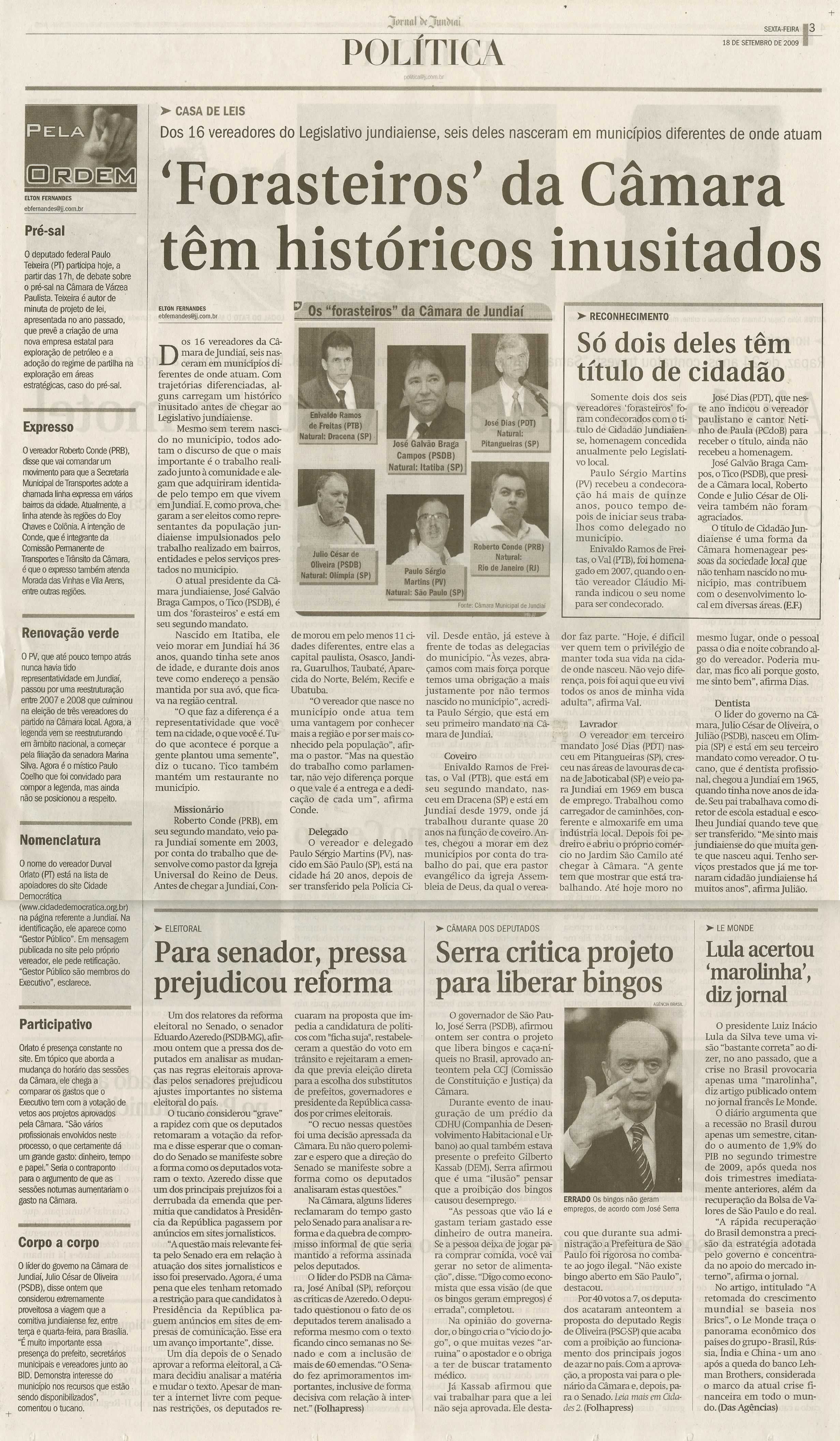 Jornal de Jundiaí - 18/09/2009