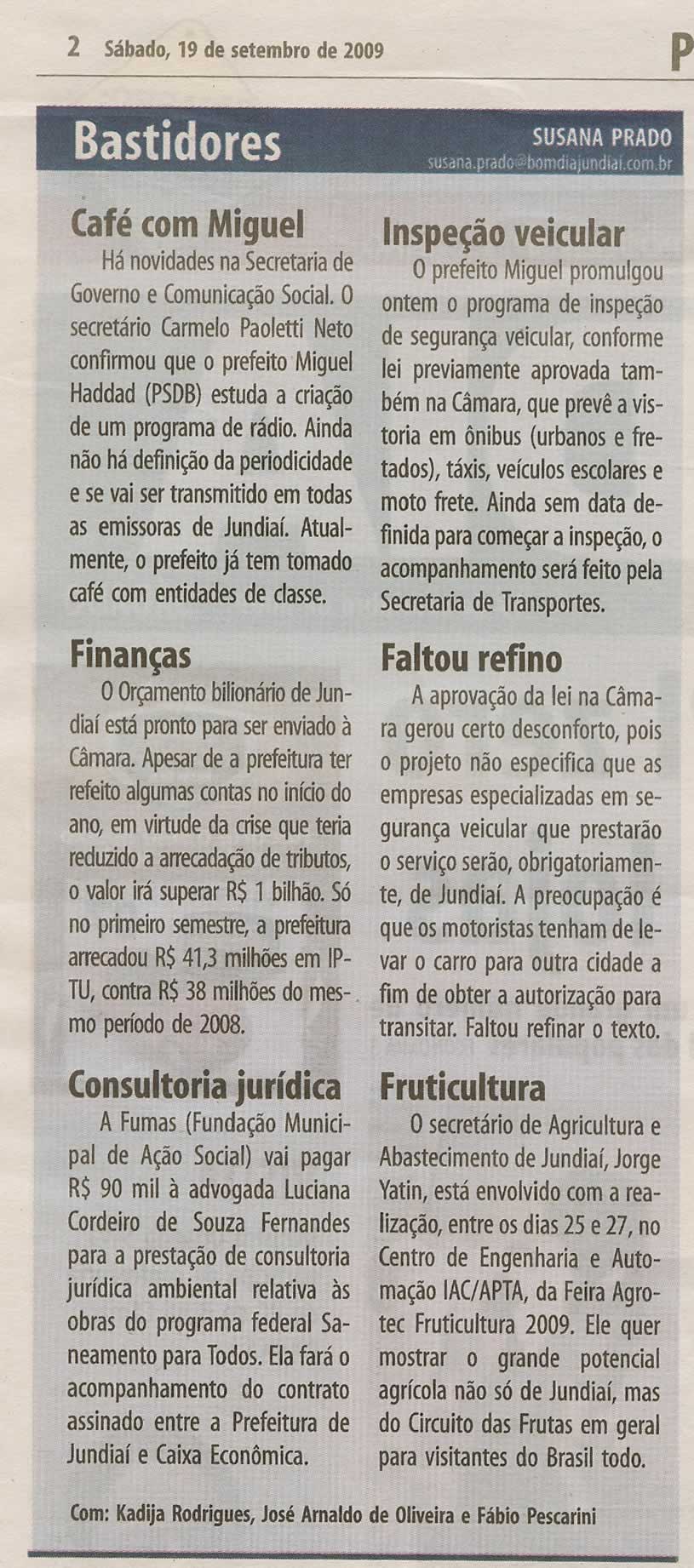 Bom Dia Jundiaí - 19/09/2009