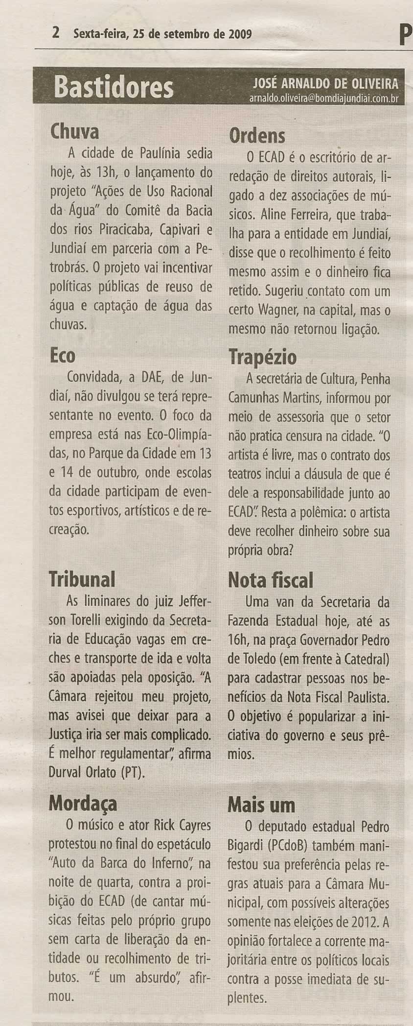 Bom Dia Jundiaí - 25/09/2009