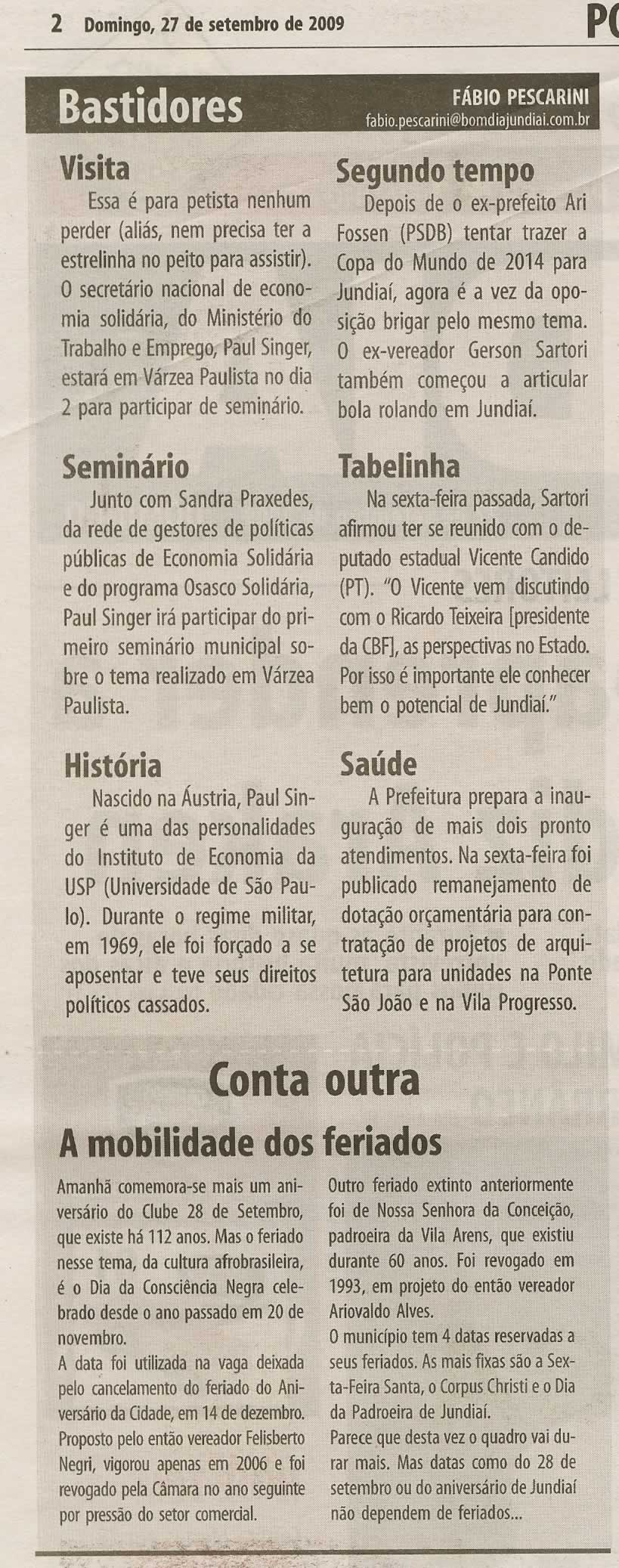 Bom Dia Jundiaí - 27/09/2009