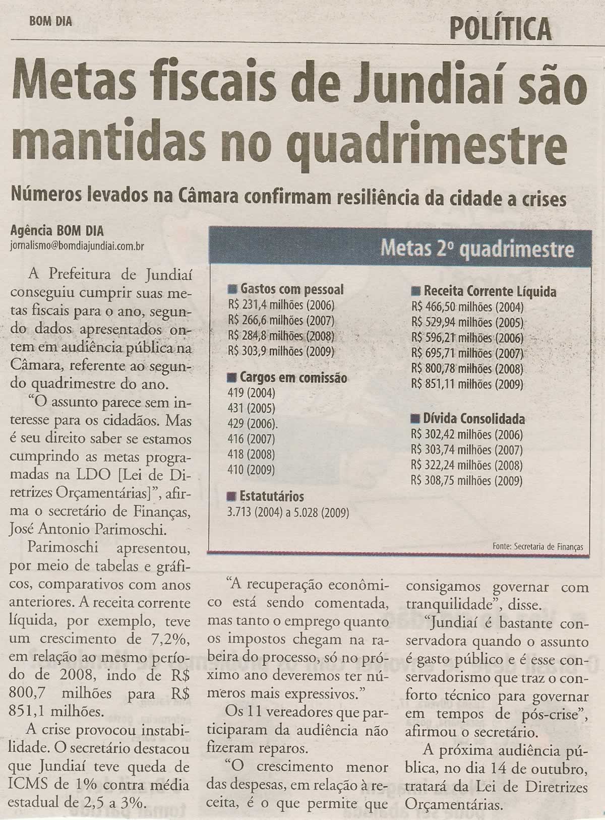 Bom Dia Jundiaí - 01/10/2009