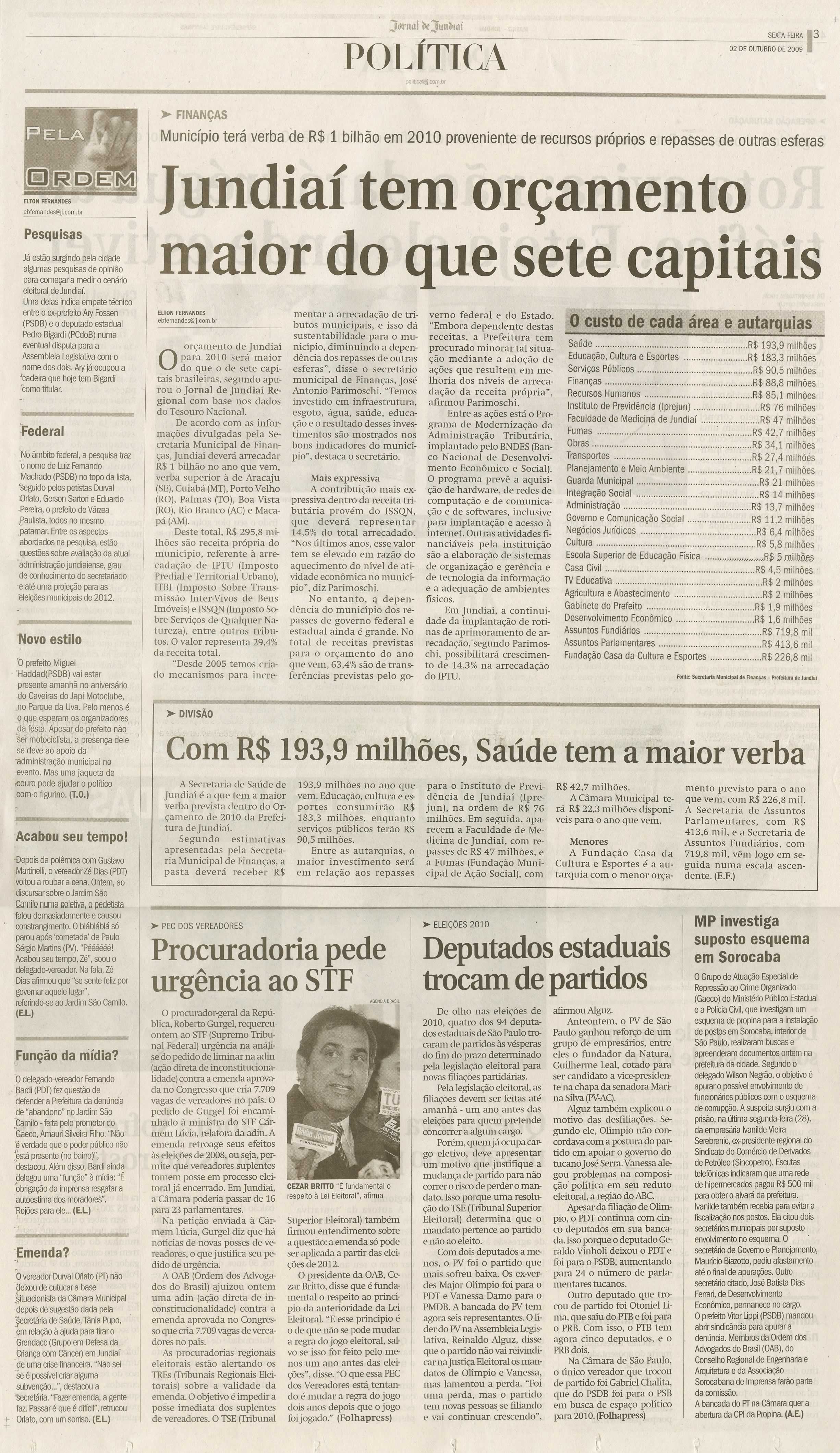Jornal de Jundiaí - 02/10/2009