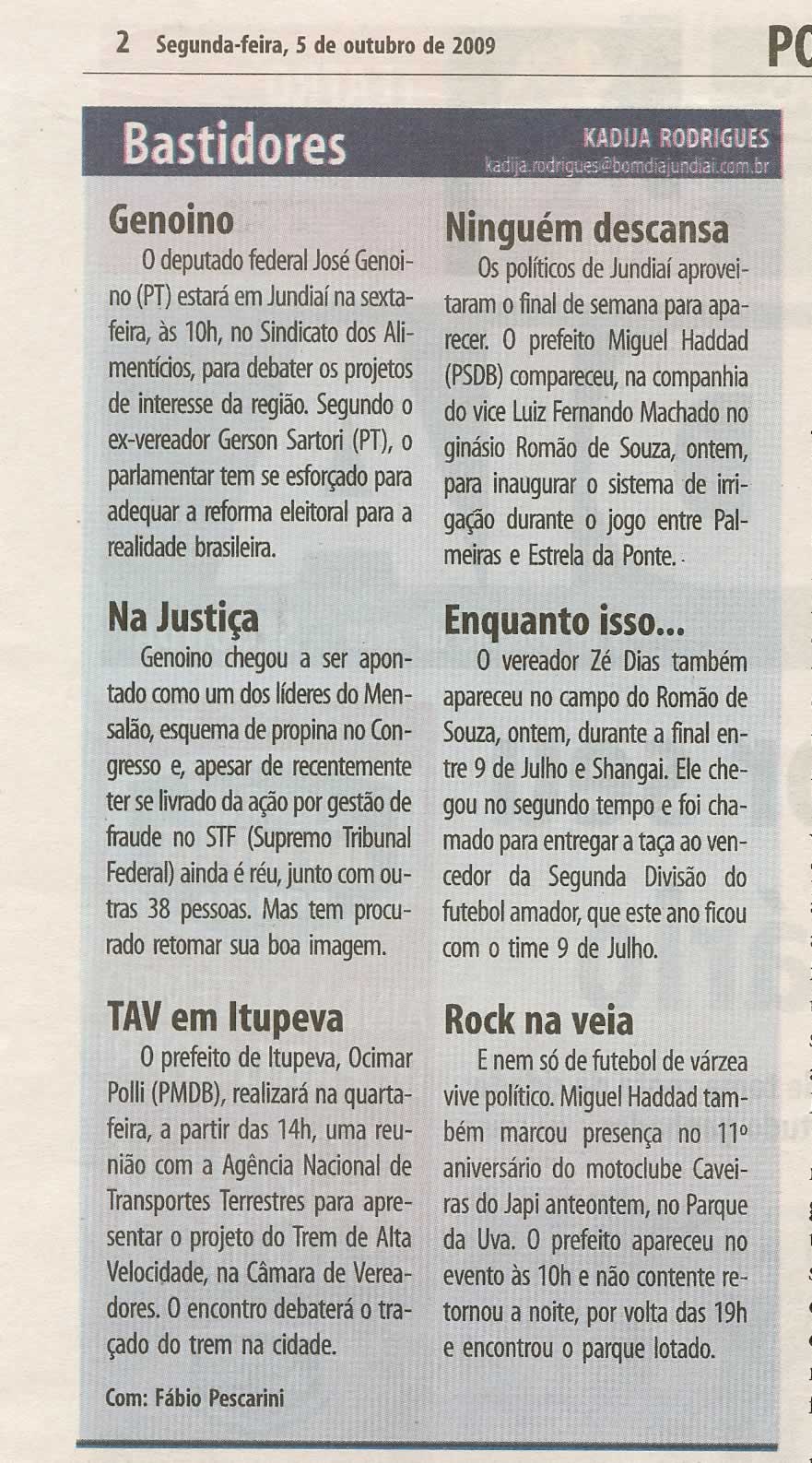 Bom Dia Jundiaí - 05/10/2009