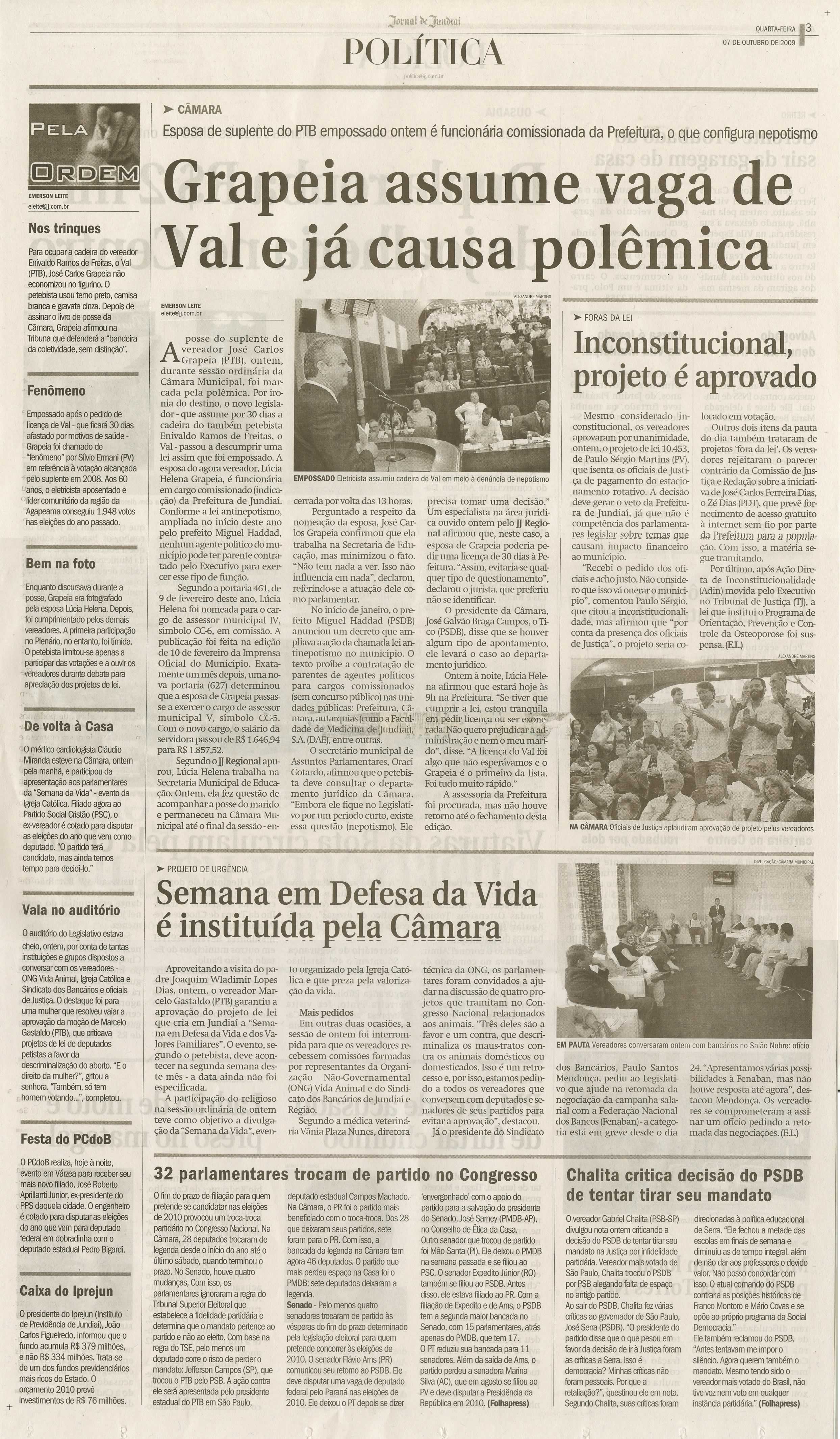 Jornal de Jundiaí - 07/10/2009