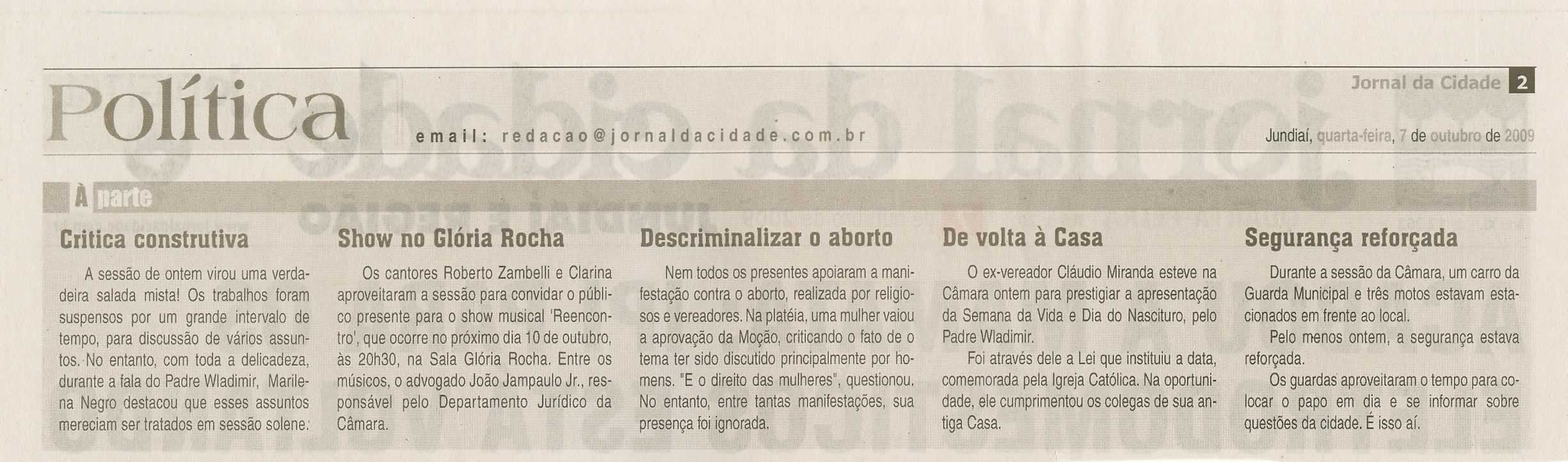 Jornal da Cidade - 07/10/2009