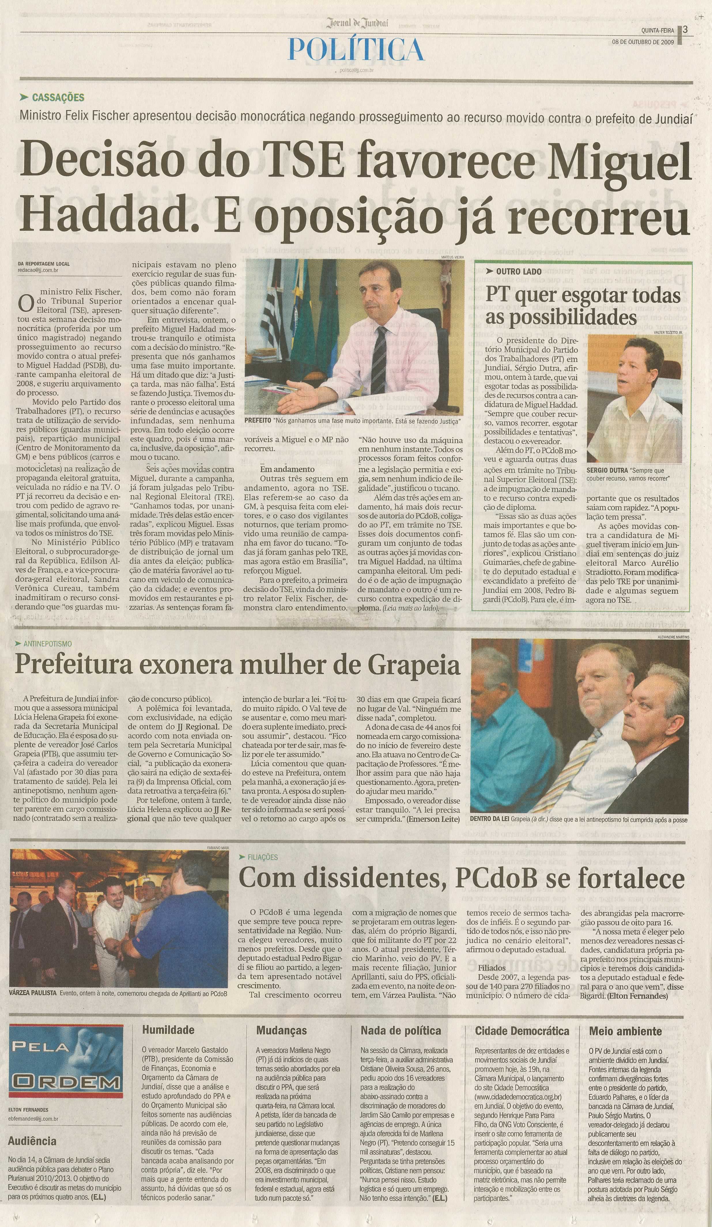 Jornal de Jundiaí - 08/10/2009