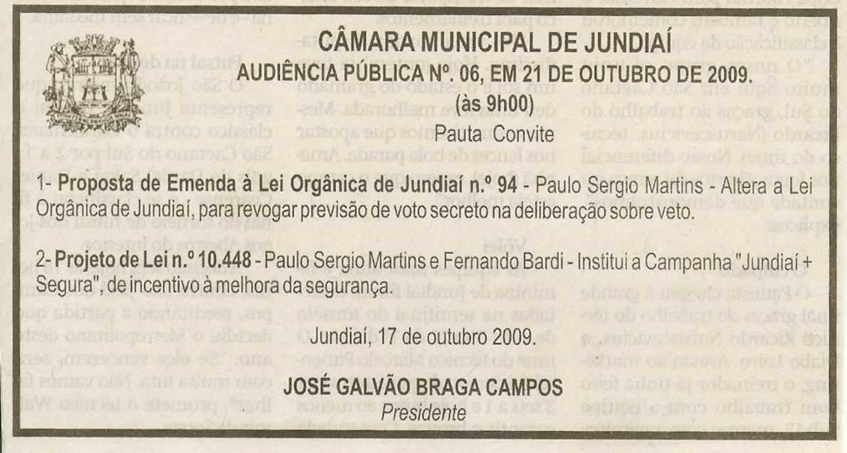 Jornal de Jundiaí - 17/10/2009